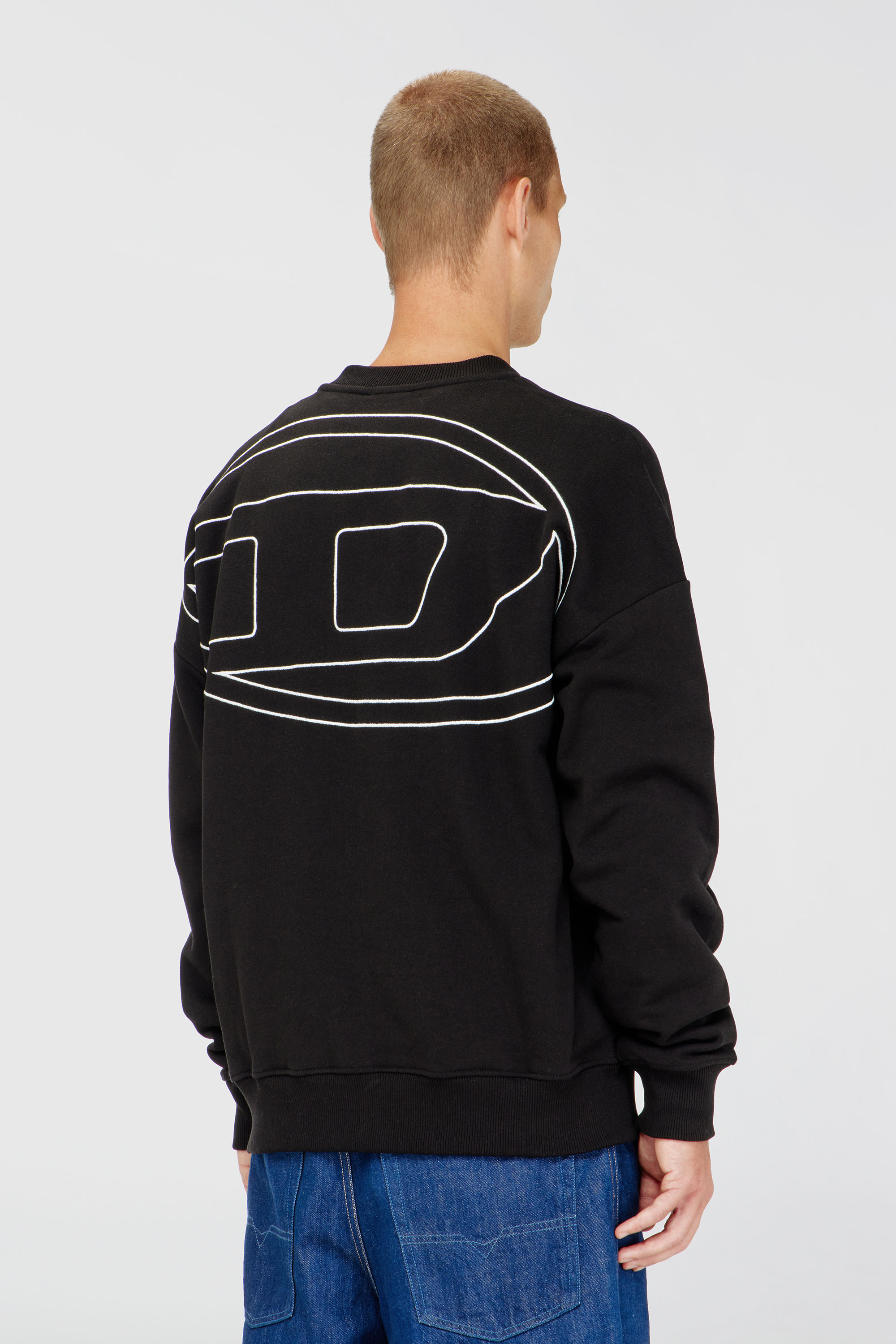 Men's Sweatshirt with logo embroidery | Black | Diesel PT