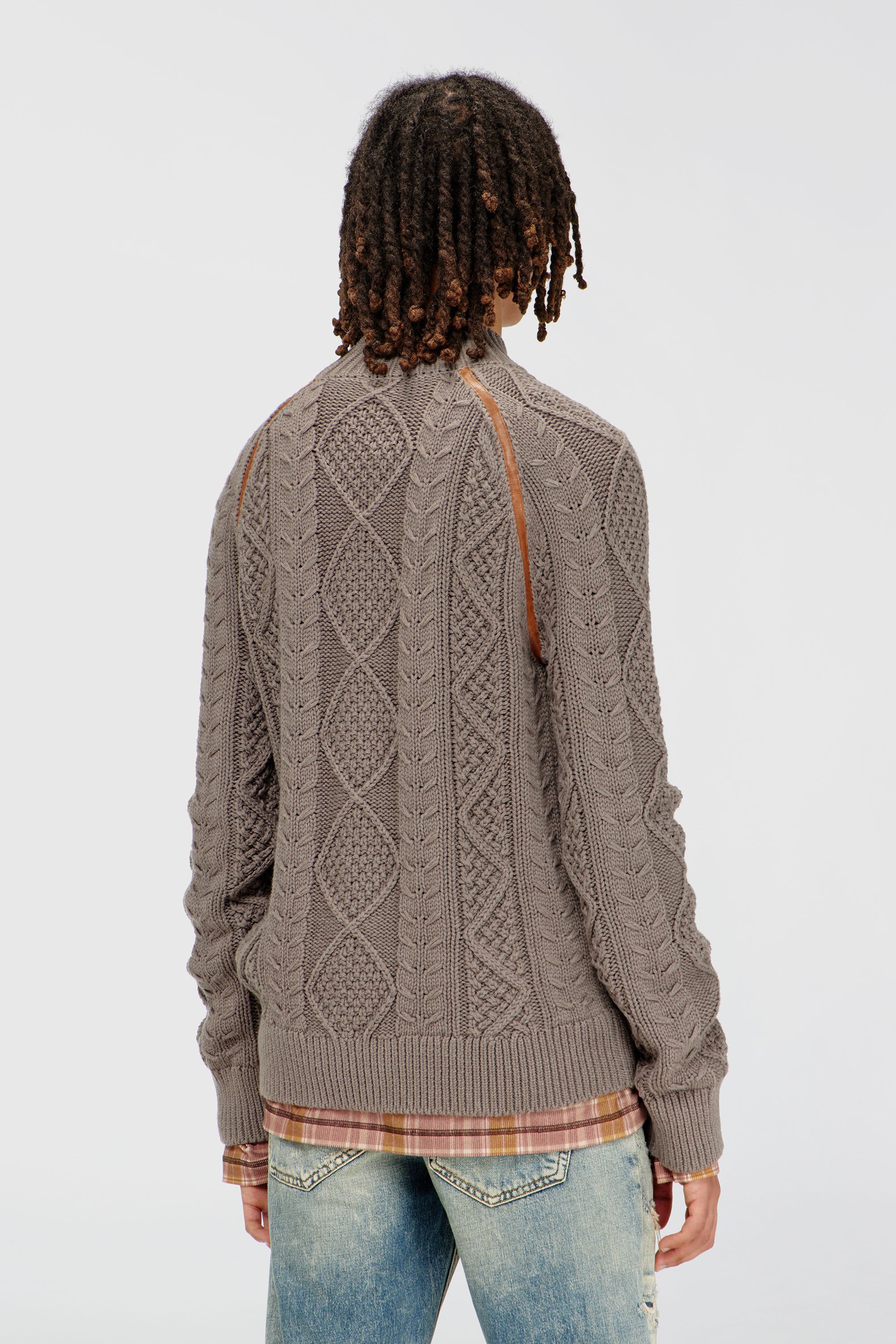 Diesel - K-INOME, Man's Turtleneck jumper in cable knit in Grey - 4