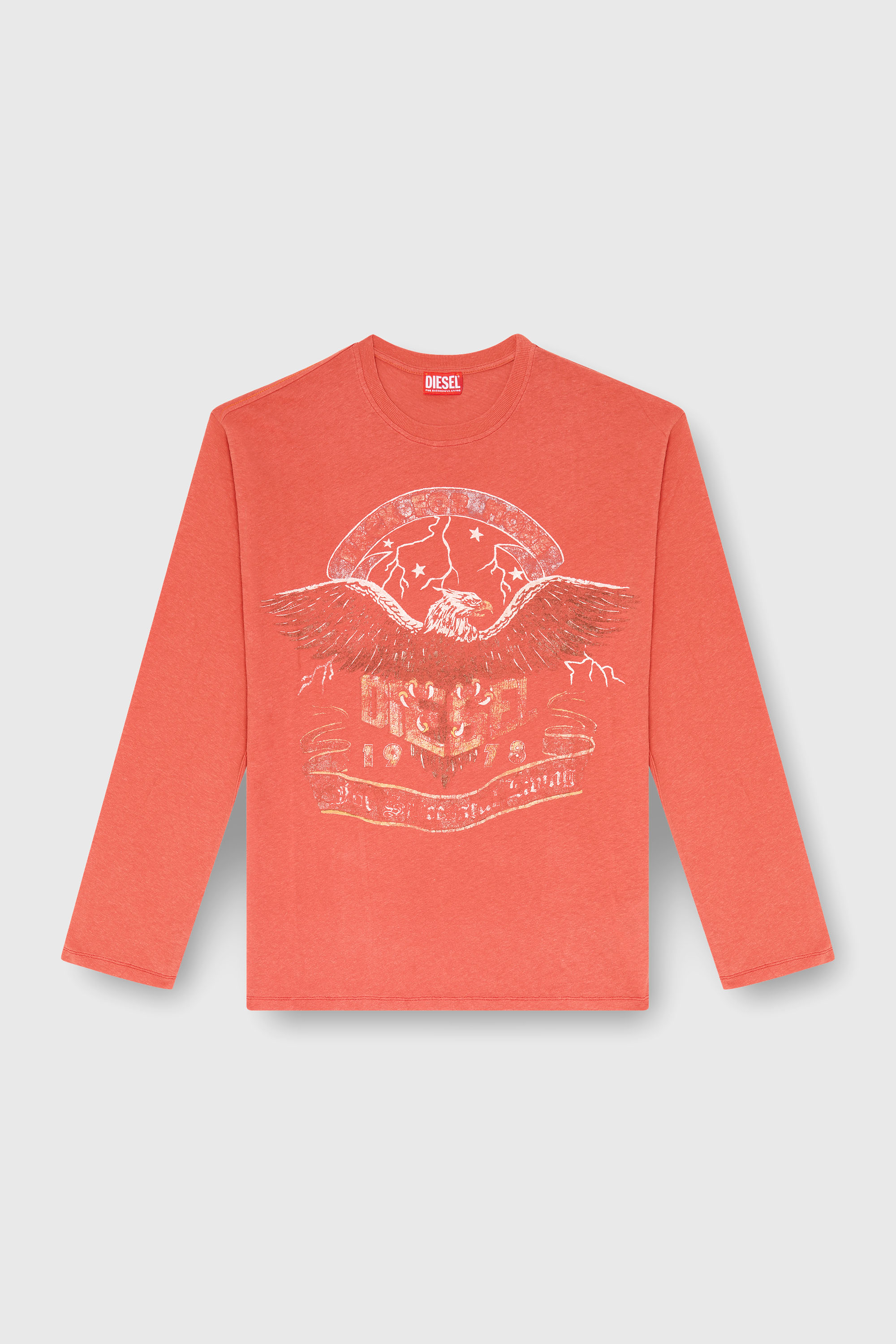 Diesel - T-GERI-LS, Man's Long-sleeve T-shirt with concert graphics in Coral Rose - 1