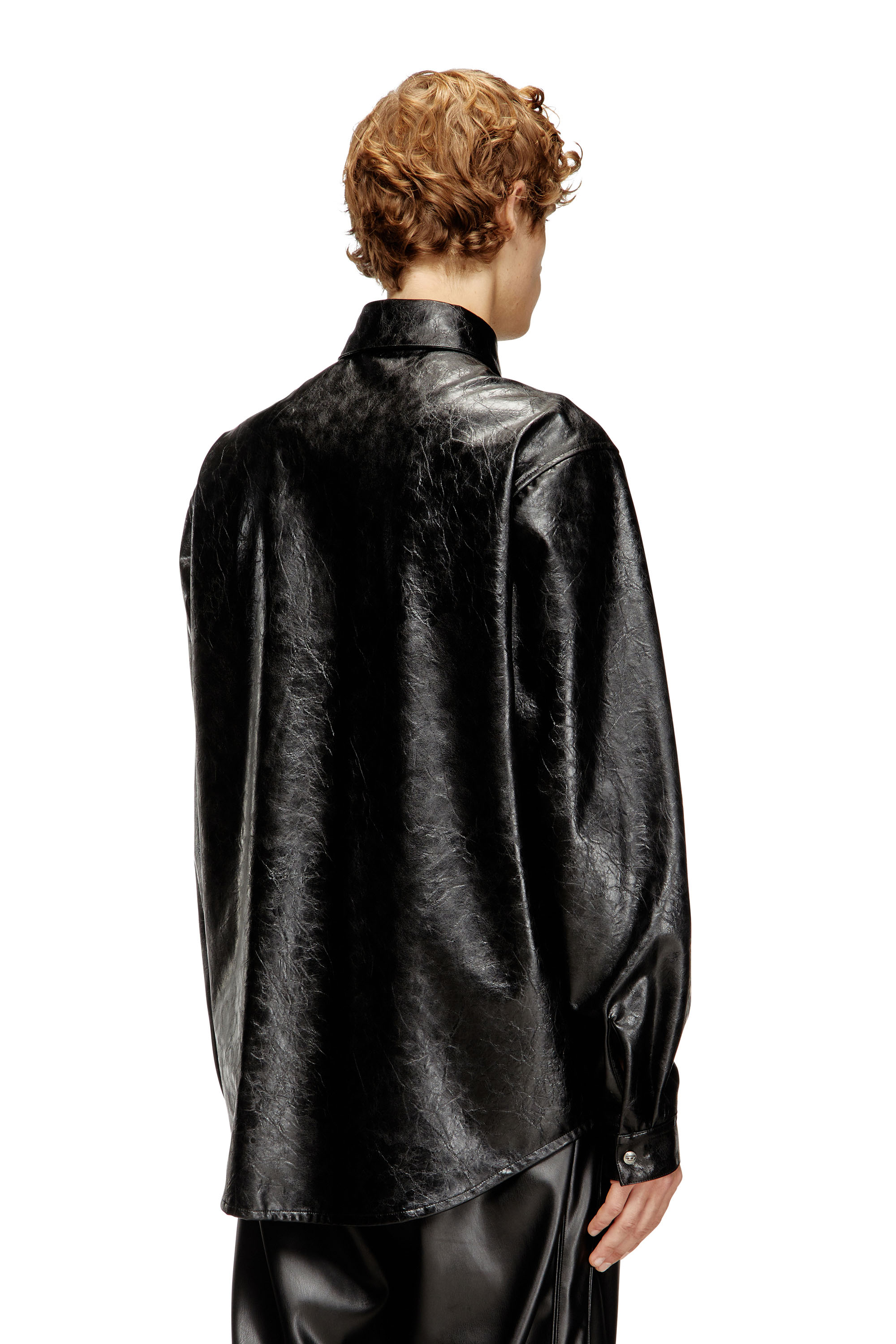 Diesel - S-SIMPLY-QMBU, Man's Textured shirt with branded buttons in Black - 4