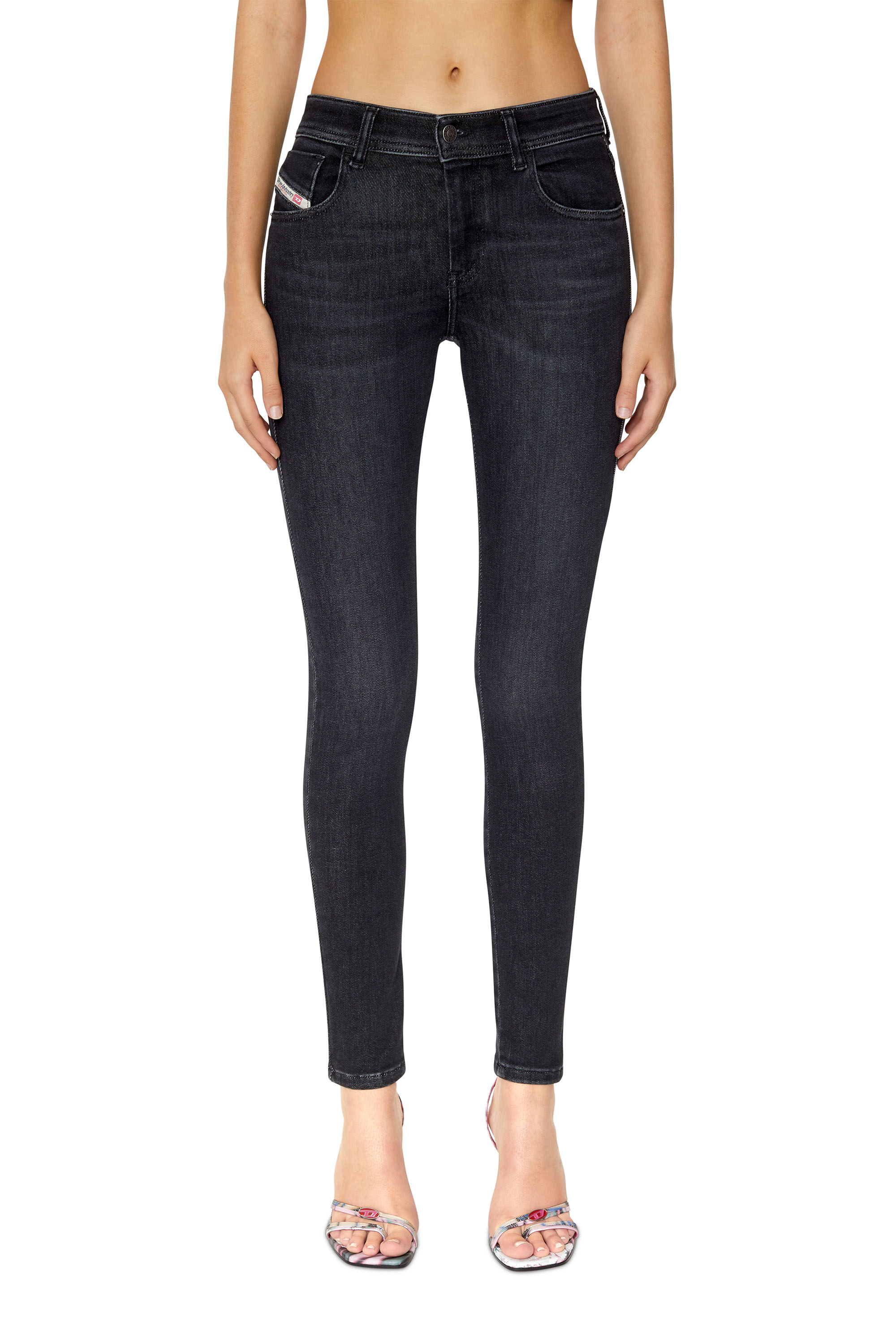 Diesel - 2017 Slandy 09D96 Super skinny Jeans, Black/Dark grey - Image 1