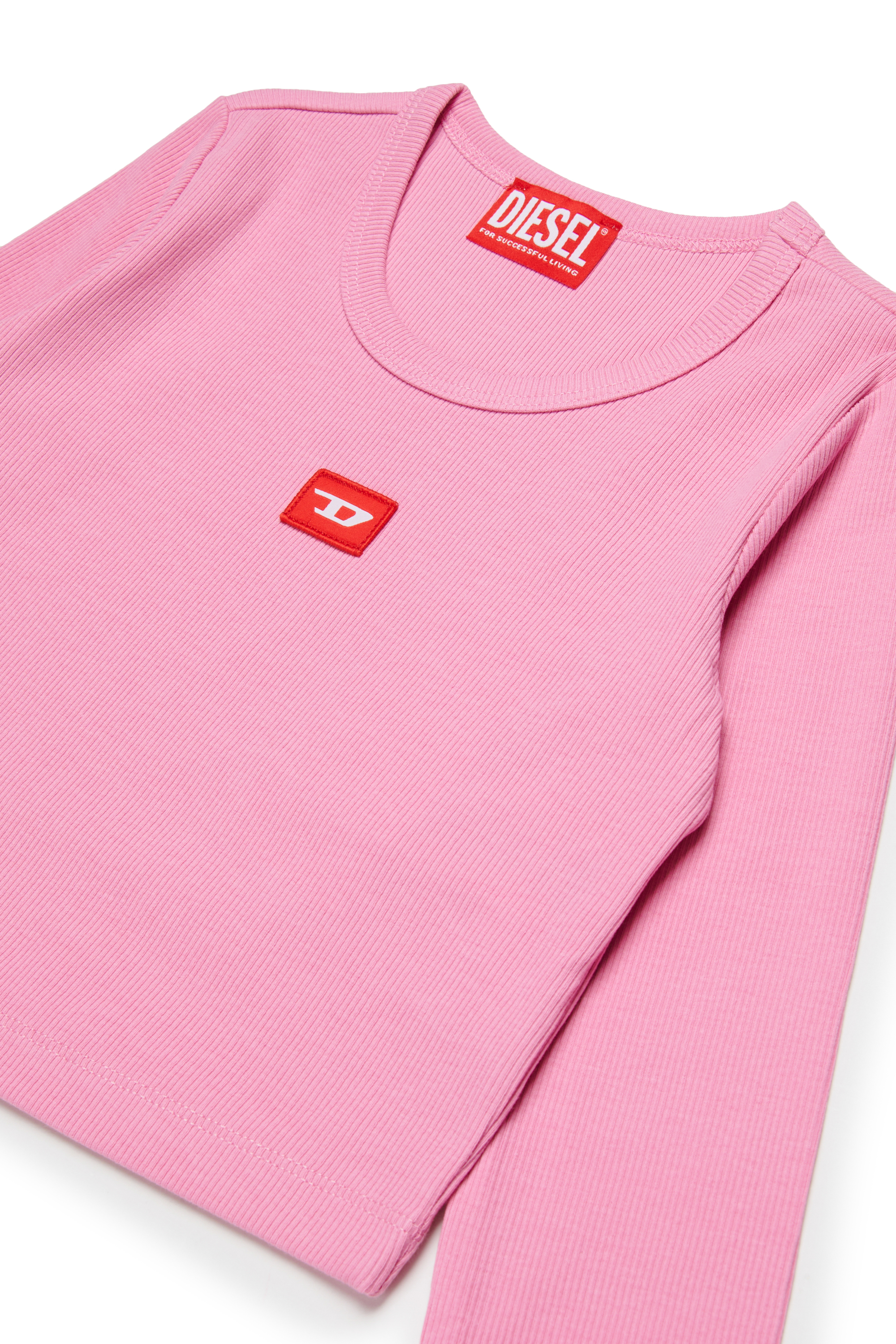 Diesel - TBALLETD, Woman's Cotton T-shirt with contrasting logo in Pink - 3