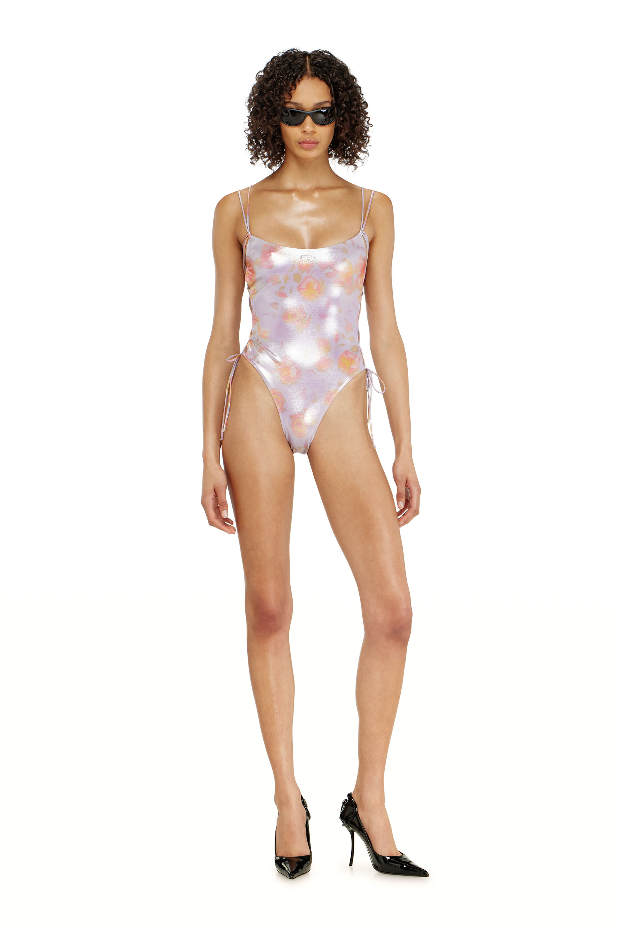 Diesel - REGAN-UTLT, Woman's Floral metallic lace-up swimsuit in null - 2