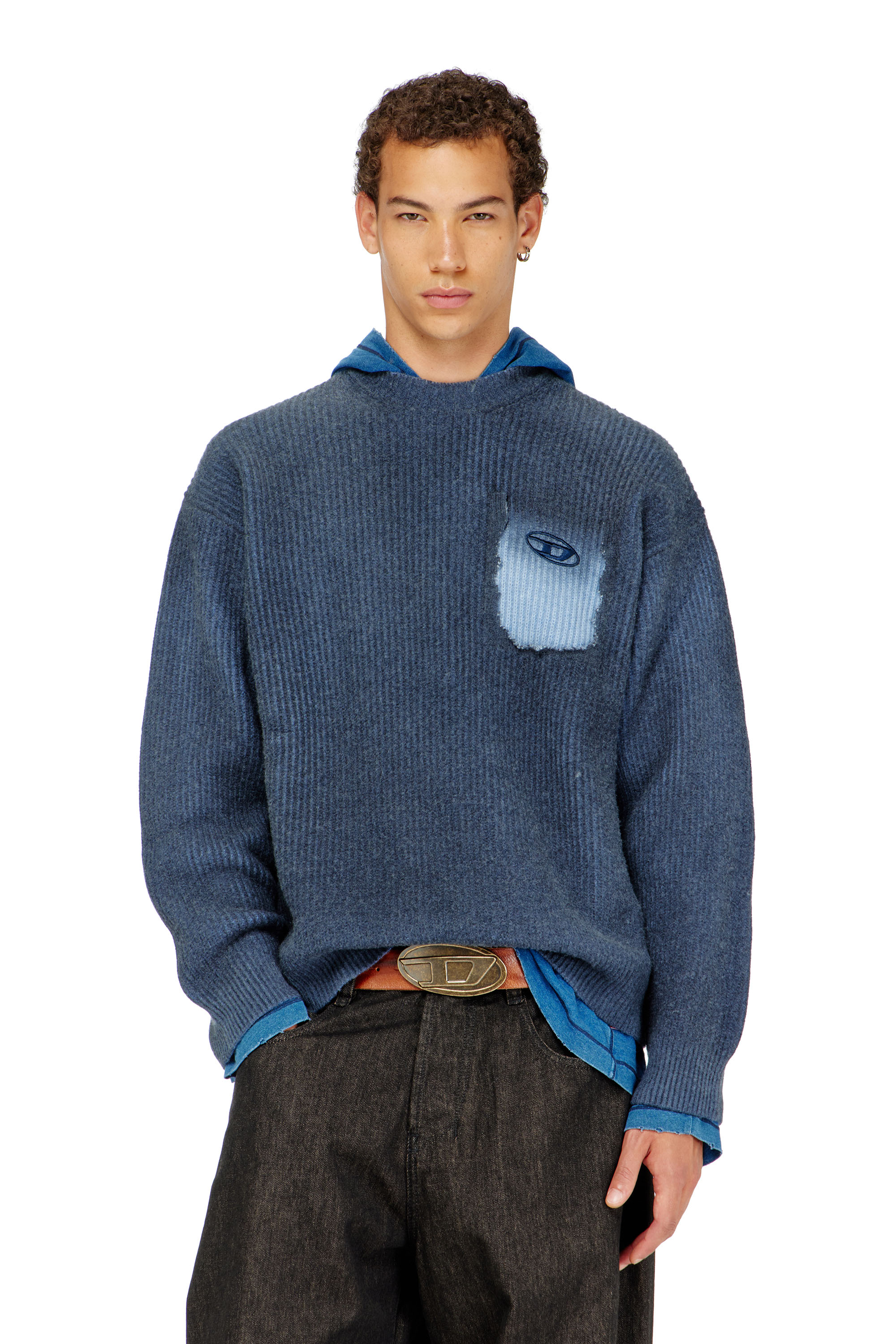 Diesel - K-PICKLER, Man's Wool-blend jumper with mock pocket in null - 3