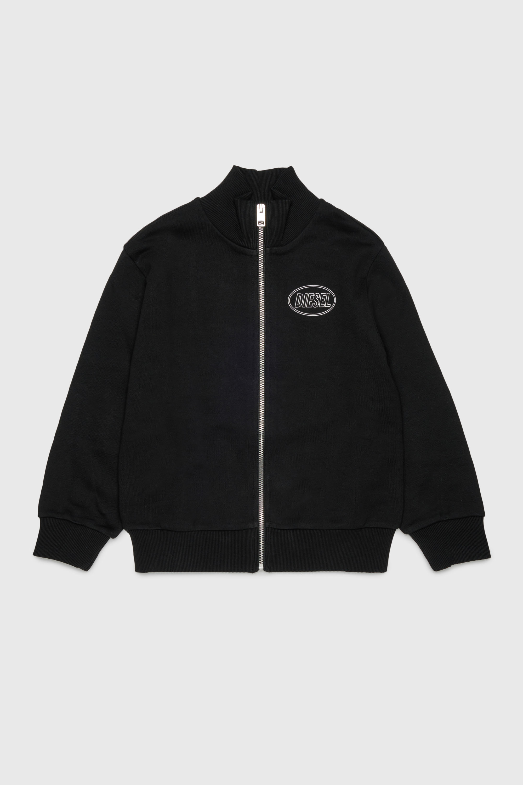 Diesel - SCIRCLEZIP OVER, Man's Cotton sweatshirt with logo print in Black - 1