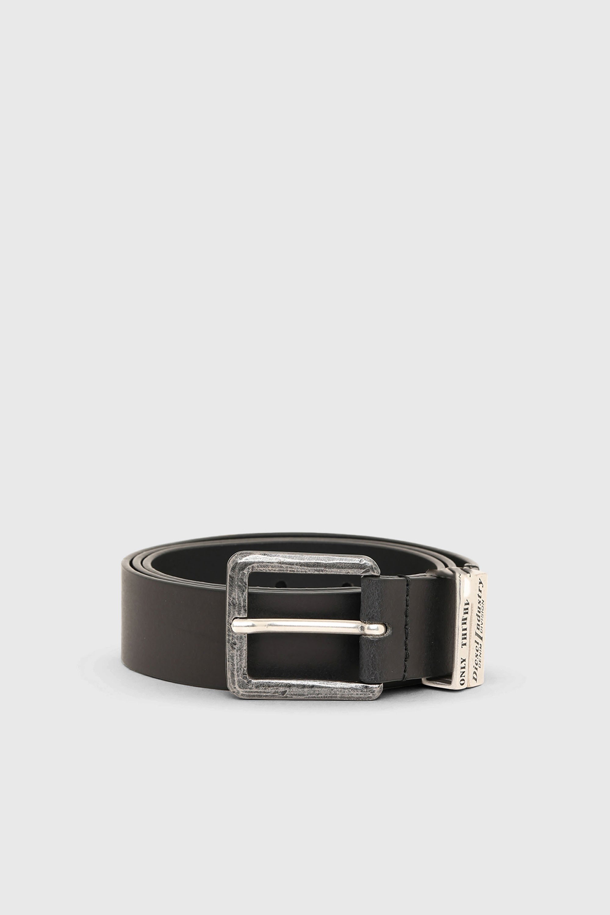 Diesel - B-GUARANTEE-A, Man's 3.4cm leather belt with burnished hardware in Black - 1