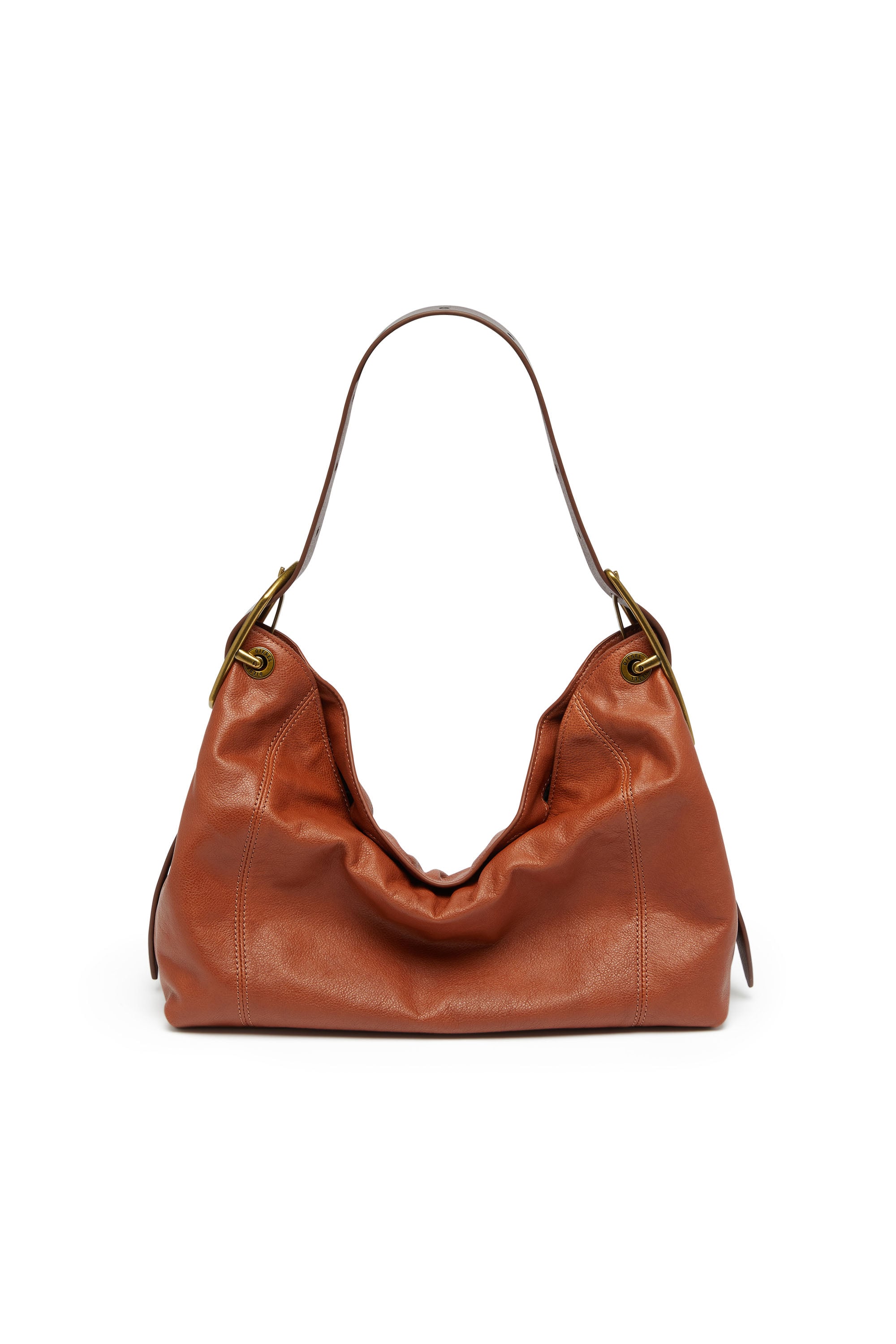 Diesel - D-LINE HOBO S, Woman's D-Line-Shoulder bag in shiny leather in Brown - 1