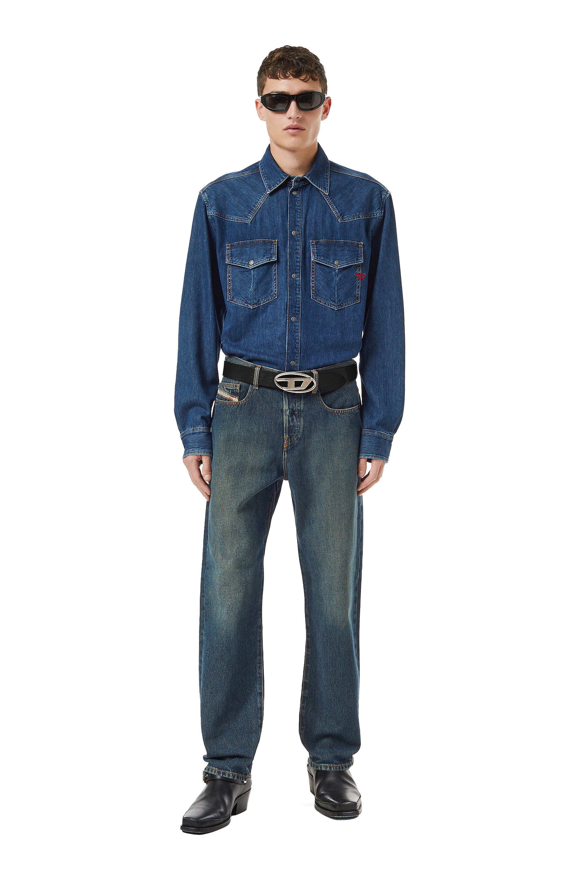 Diesel - 2020 D-Viker 09C04 Straight Jeans, Dark Blue - Image 5