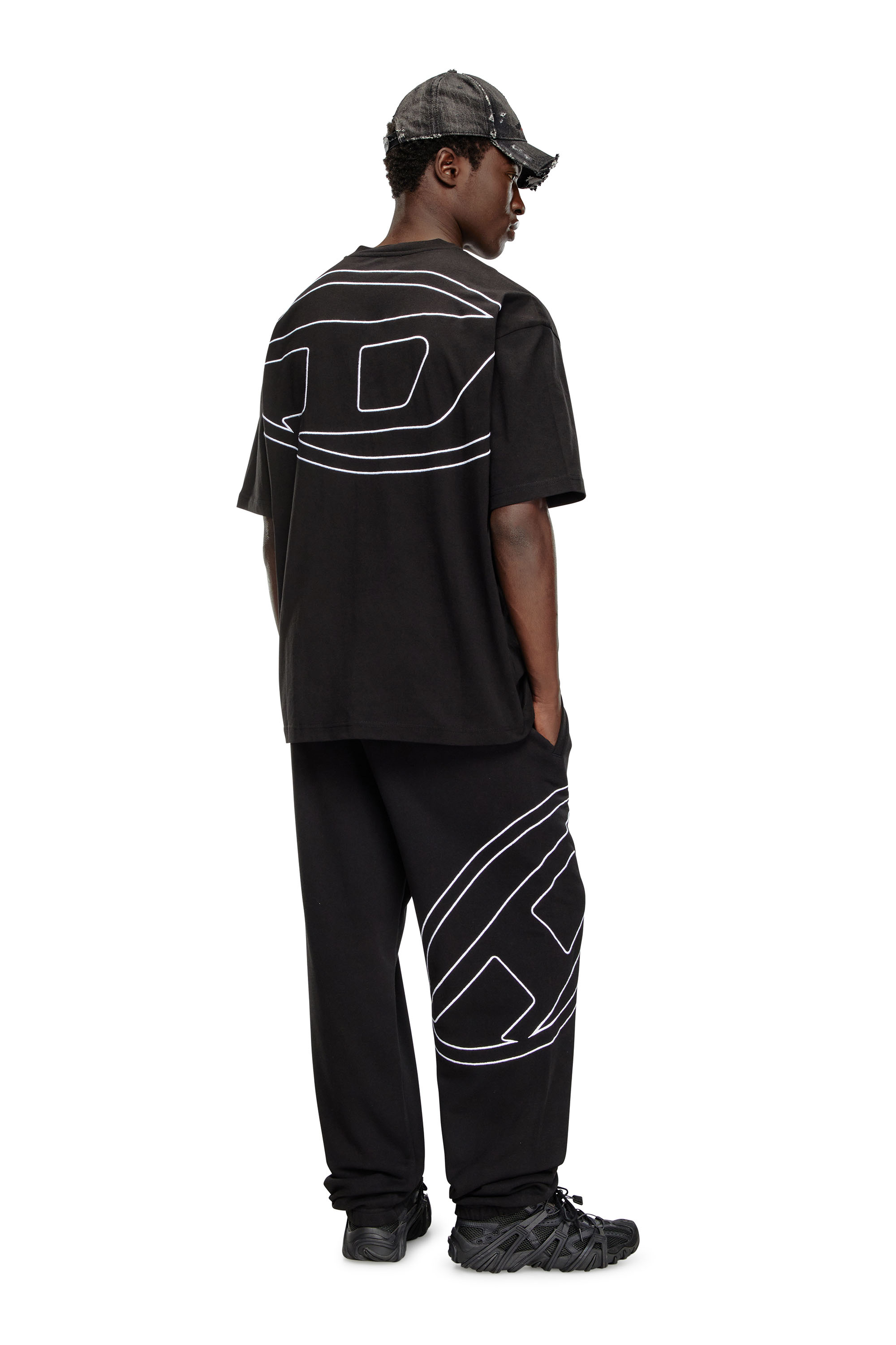 Diesel - T-BOGGY-MEGOVAL-D, Man's T-shirt with maxi oval D embroidery in Black - 1