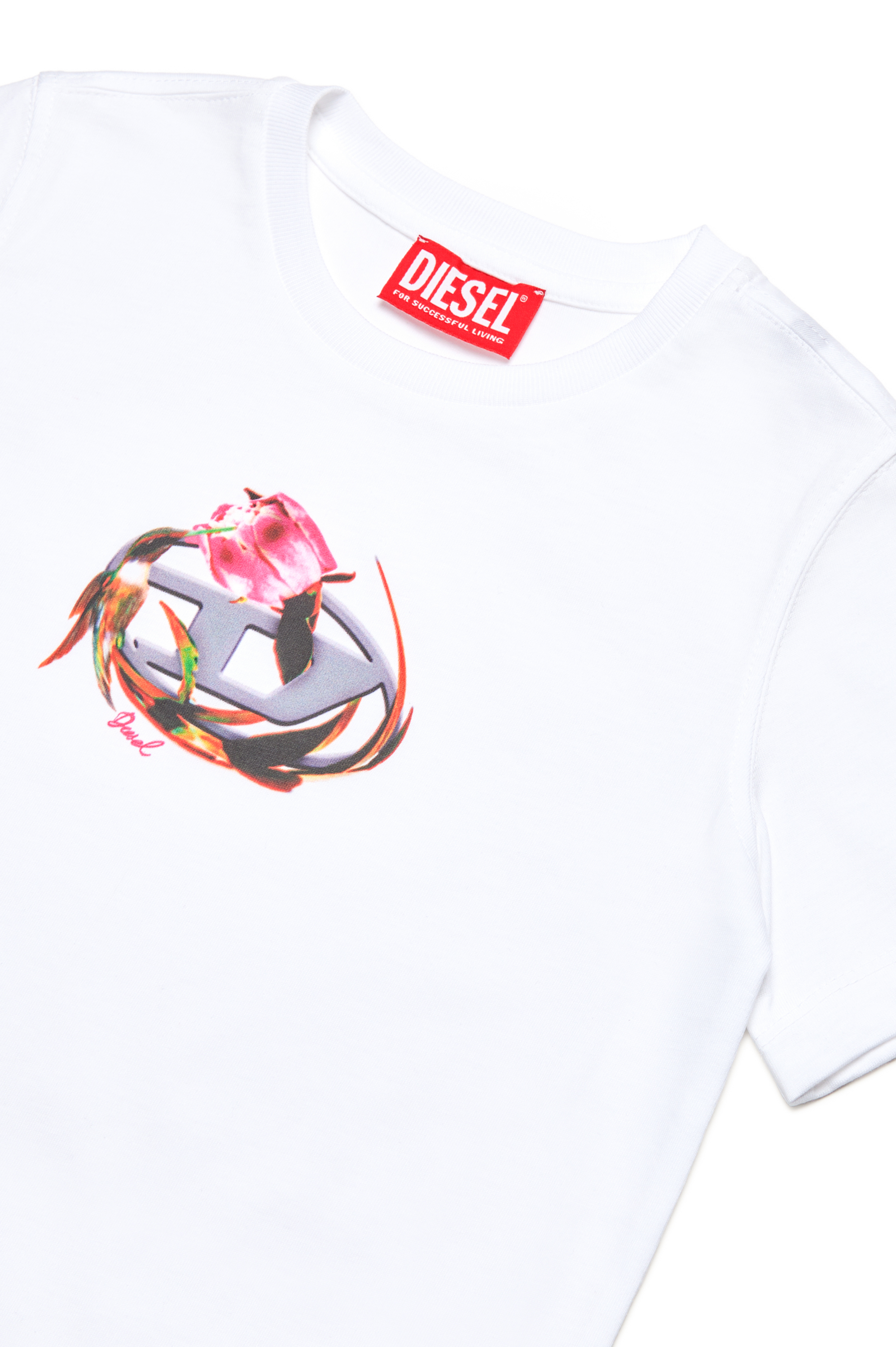 Diesel - TREGL5, Woman T-shirt with flower Oval D logo in White - Image 3