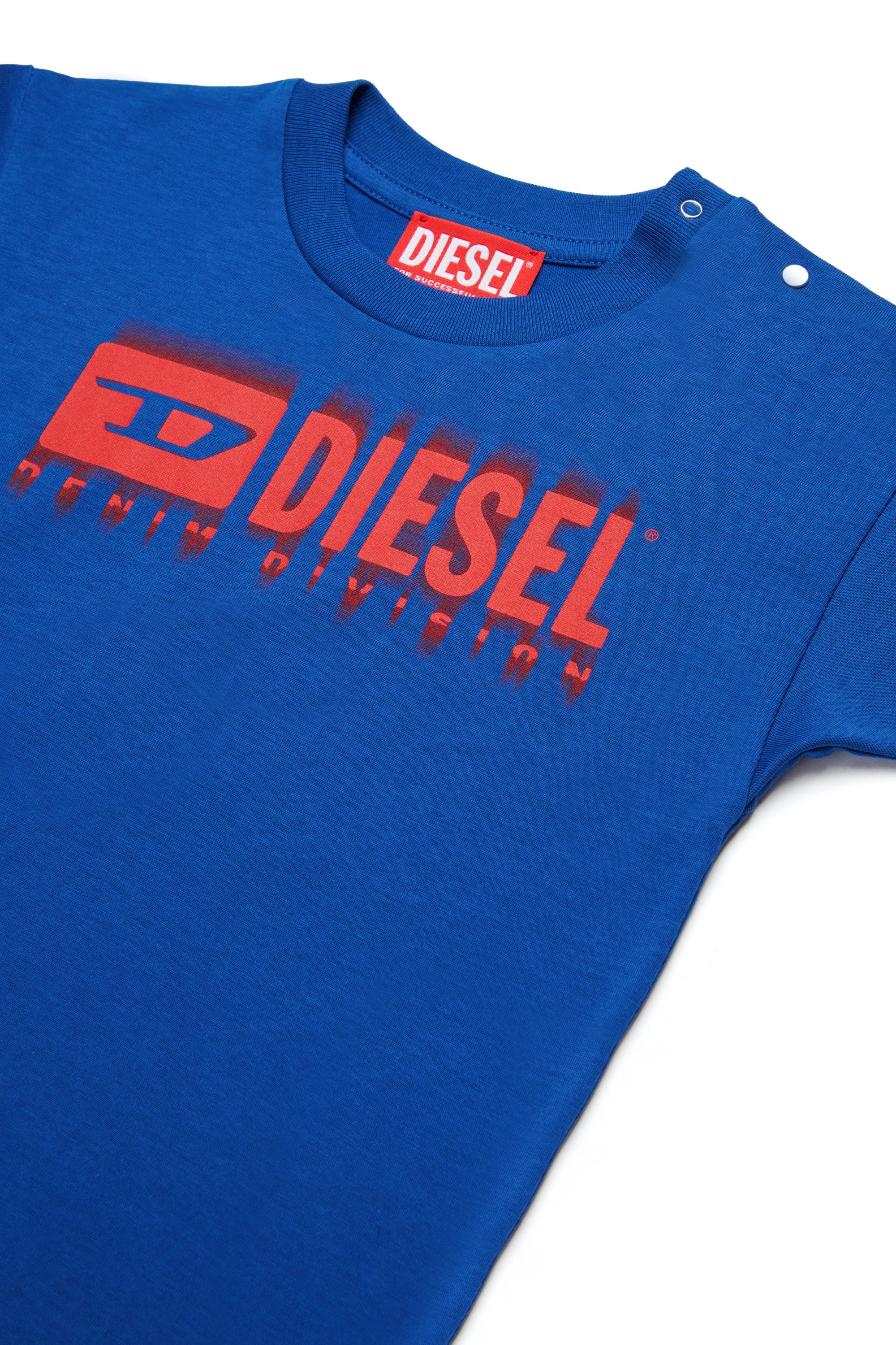 Diesel - TDIEGORL6MAB, Unisex's T-shirt with smudged logo in Blue - 3