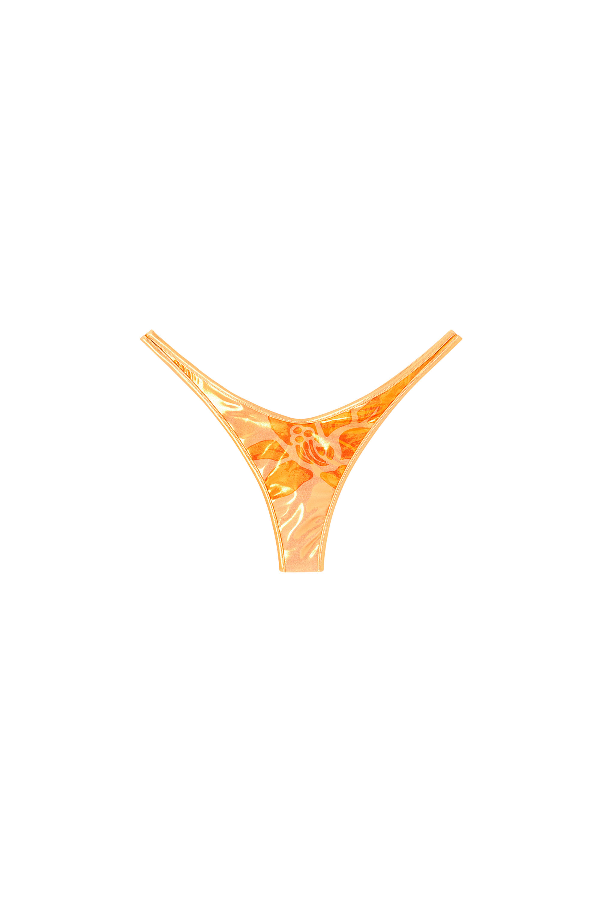 Diesel - MICRO-PUNCHY-D-CORE, Woman's Metallic bikini thong with lotus print in Orange - 3