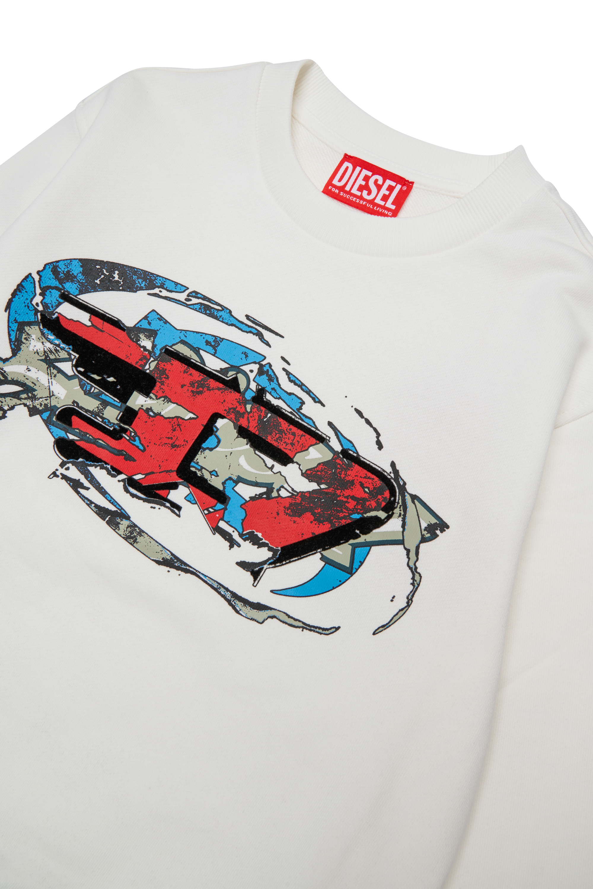 Diesel - SCRAP OVER, Man's Sweatshirt with Oval D graphic print in White - 3