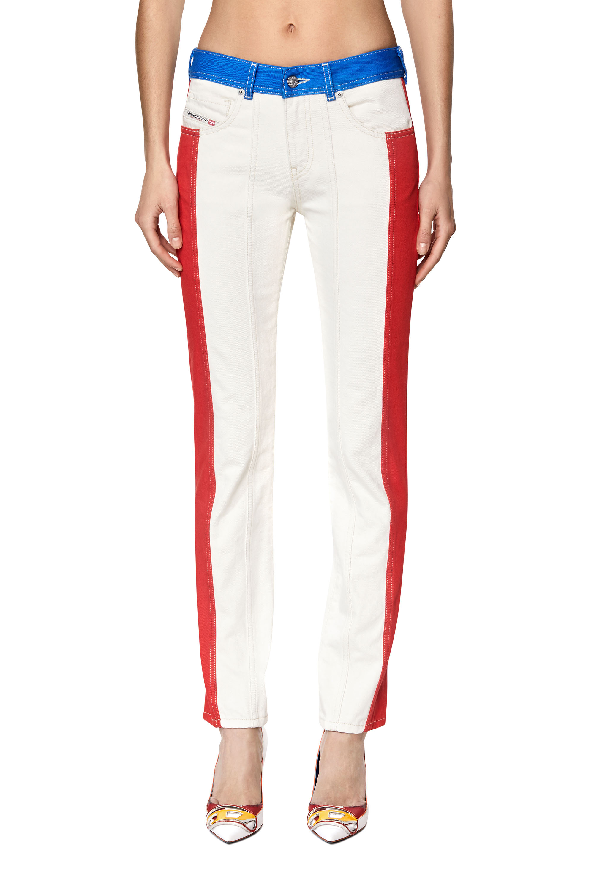 2002 0EIAR Straight Jeans, White/Red - Jeans