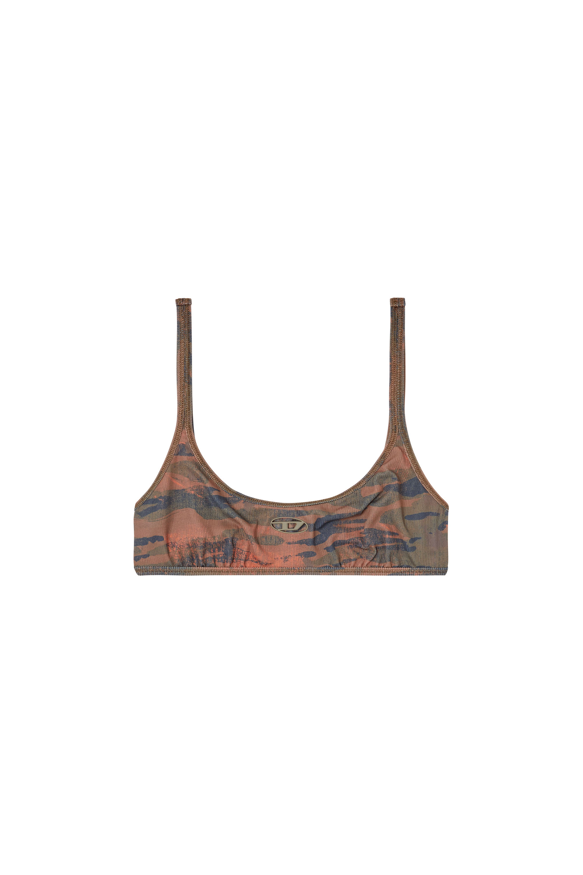 Diesel - UT-BRA-TOP-UTLT, Woman's Camo bikini top with cut-out logo in Brown - 4