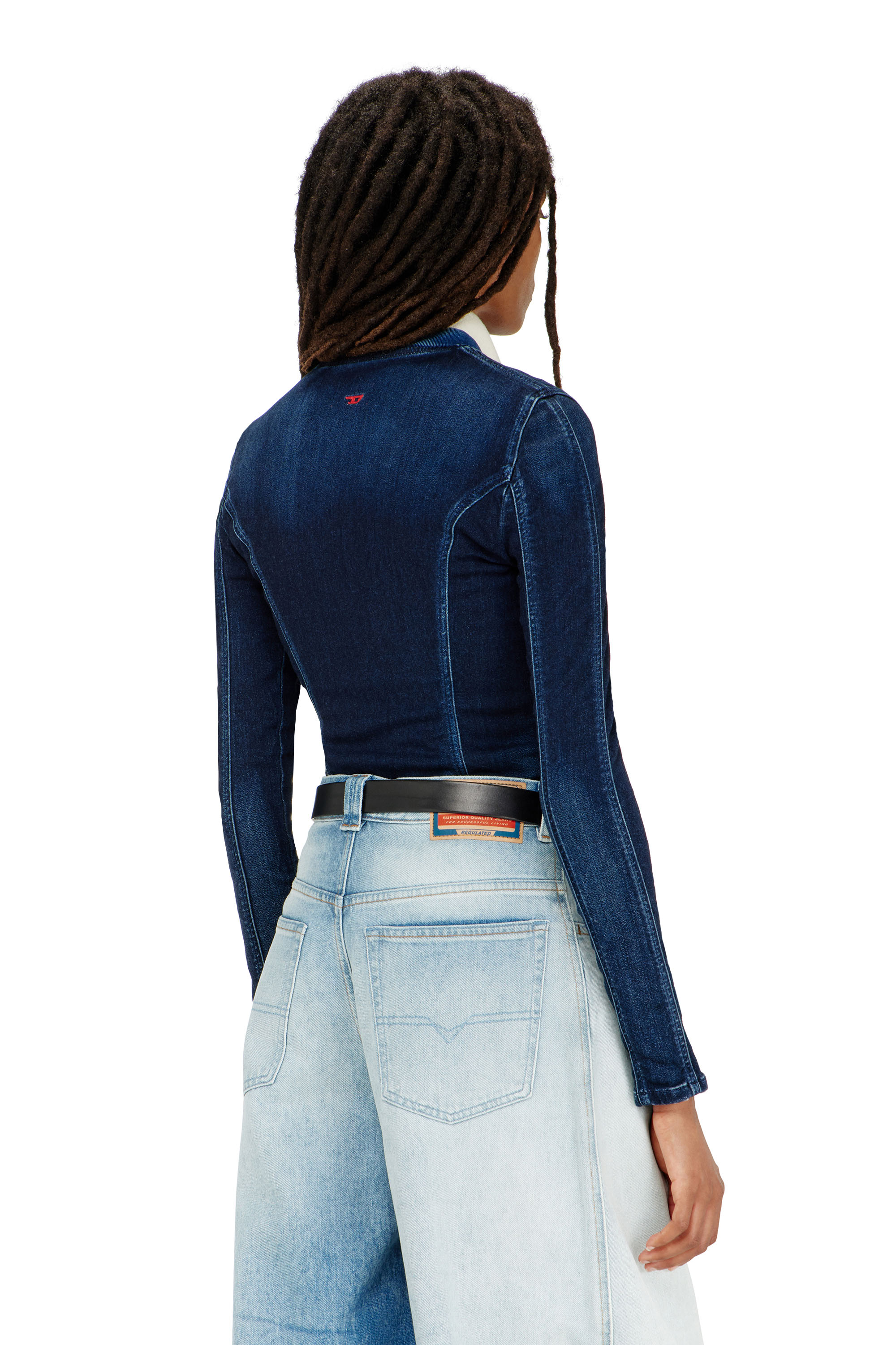 Diesel - DE-GARY-D JOGG, Woman's Cropped jacket in JoggJeans in Dark Blue - 4