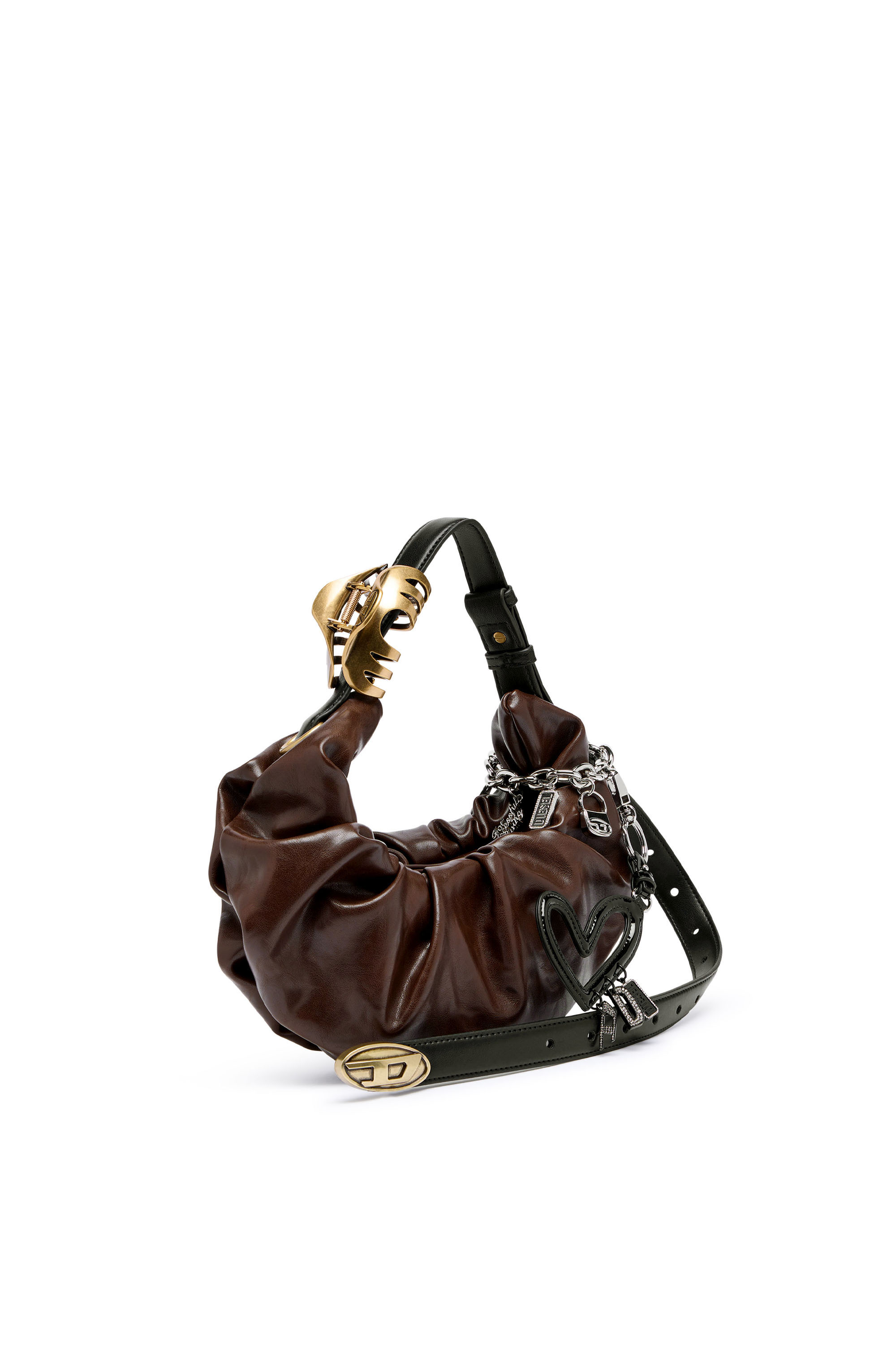 Diesel - GRAB-D HOBO S, Woman's Grab-D-Small scruched hobo bag in Dark Brown - 7