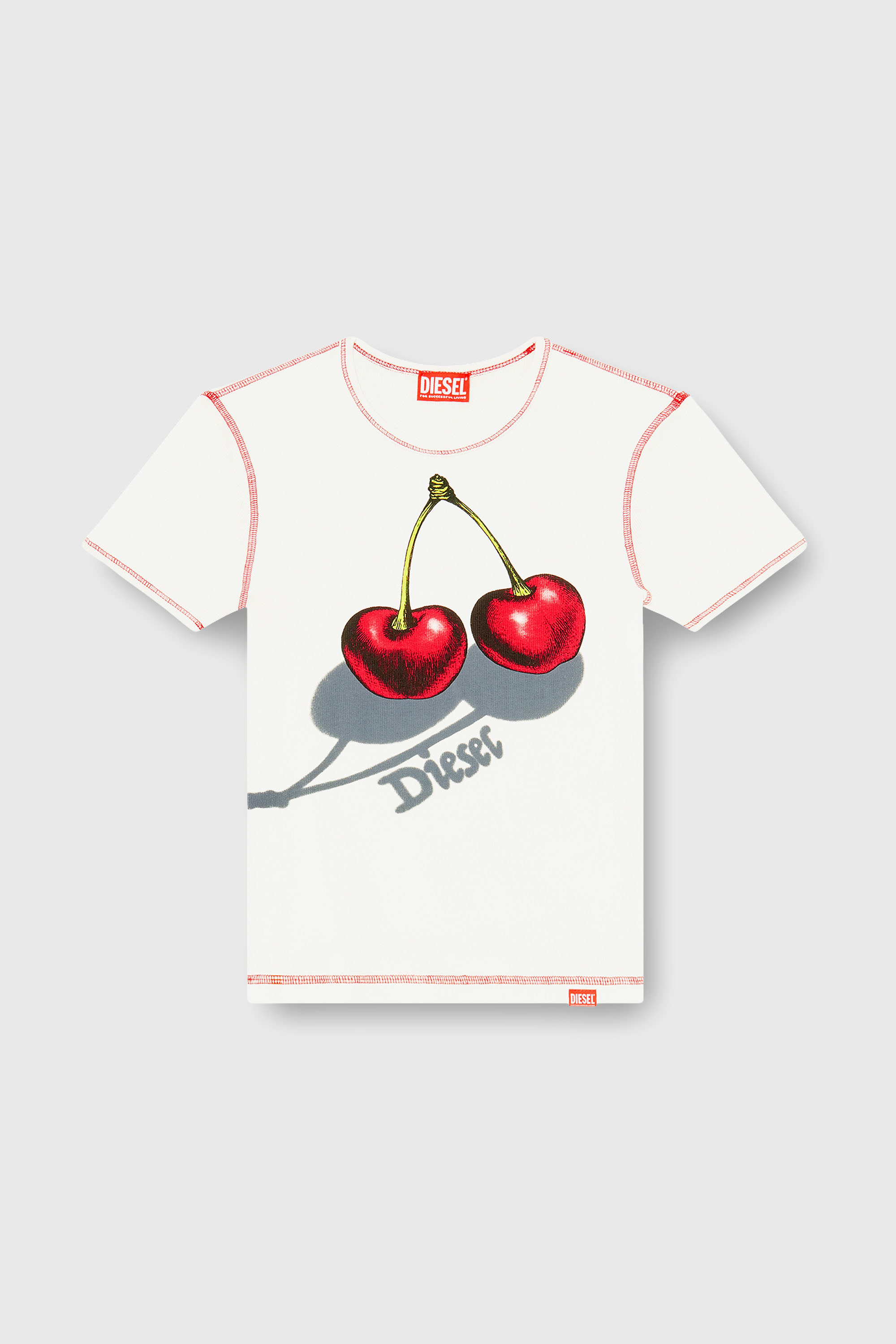 Diesel - SV-T-ELE-CHER, Woman's Slim cotton T-shirt with cherry print in White - 1
