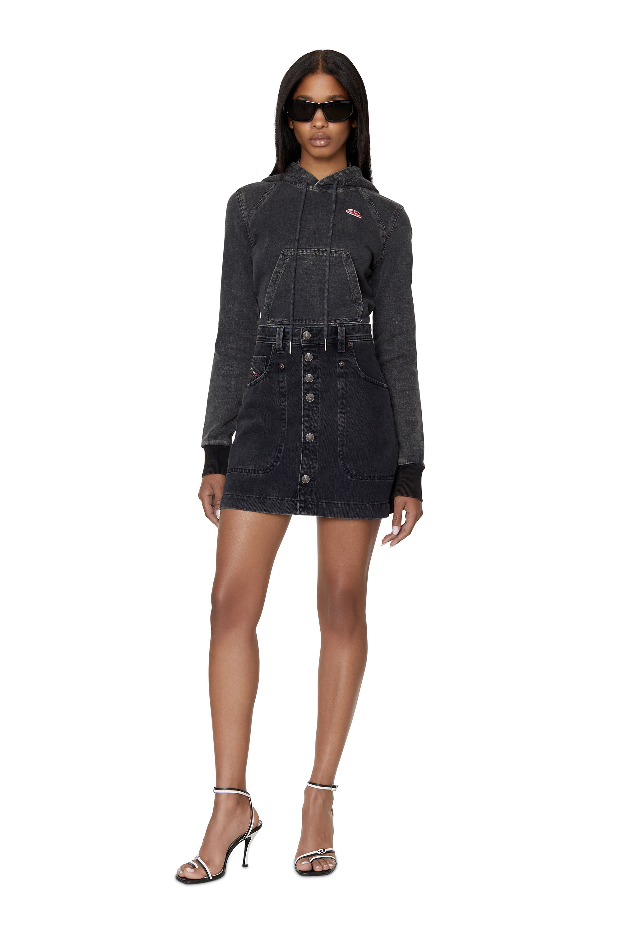 Diesel - DE-ALBUS A-LINE SKIRT, Black/Dark grey - Image 2