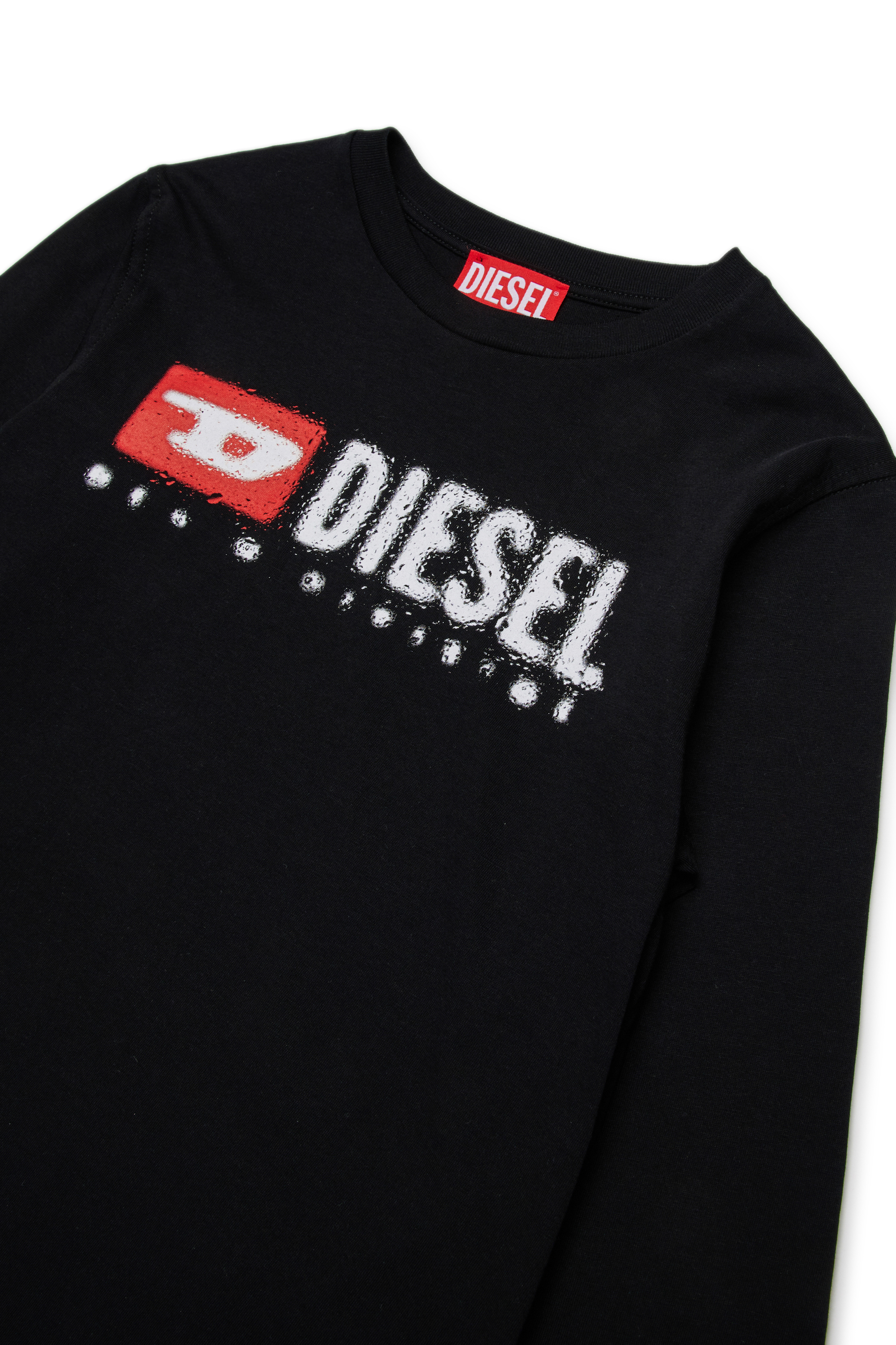 Diesel - TDROPS, Man's Cotton crew neck T-shirt with logo print in Black - 3