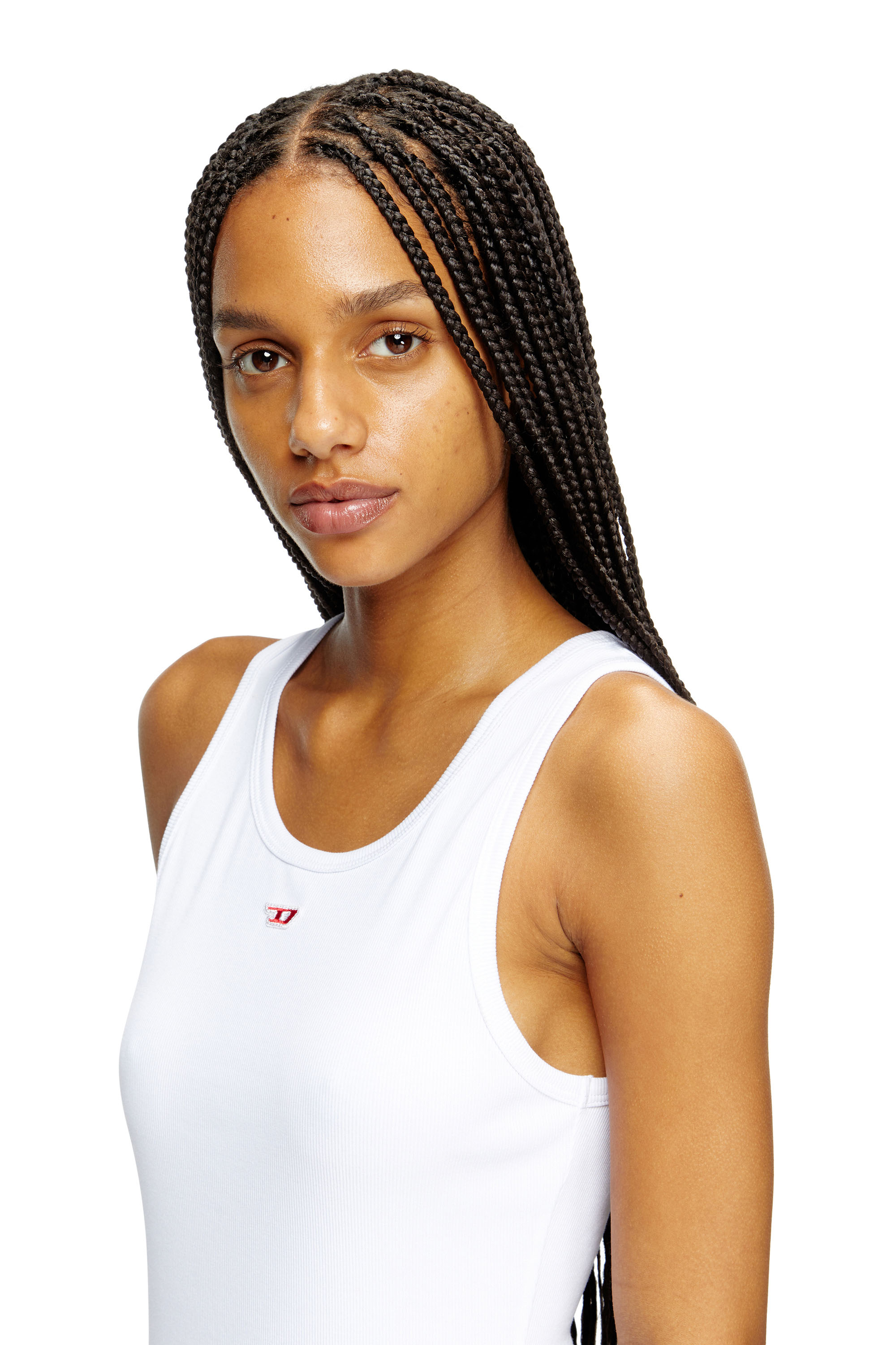 Diesel - D-TANK-LONG-D, Woman's Short tank dress with D logo in White - 5