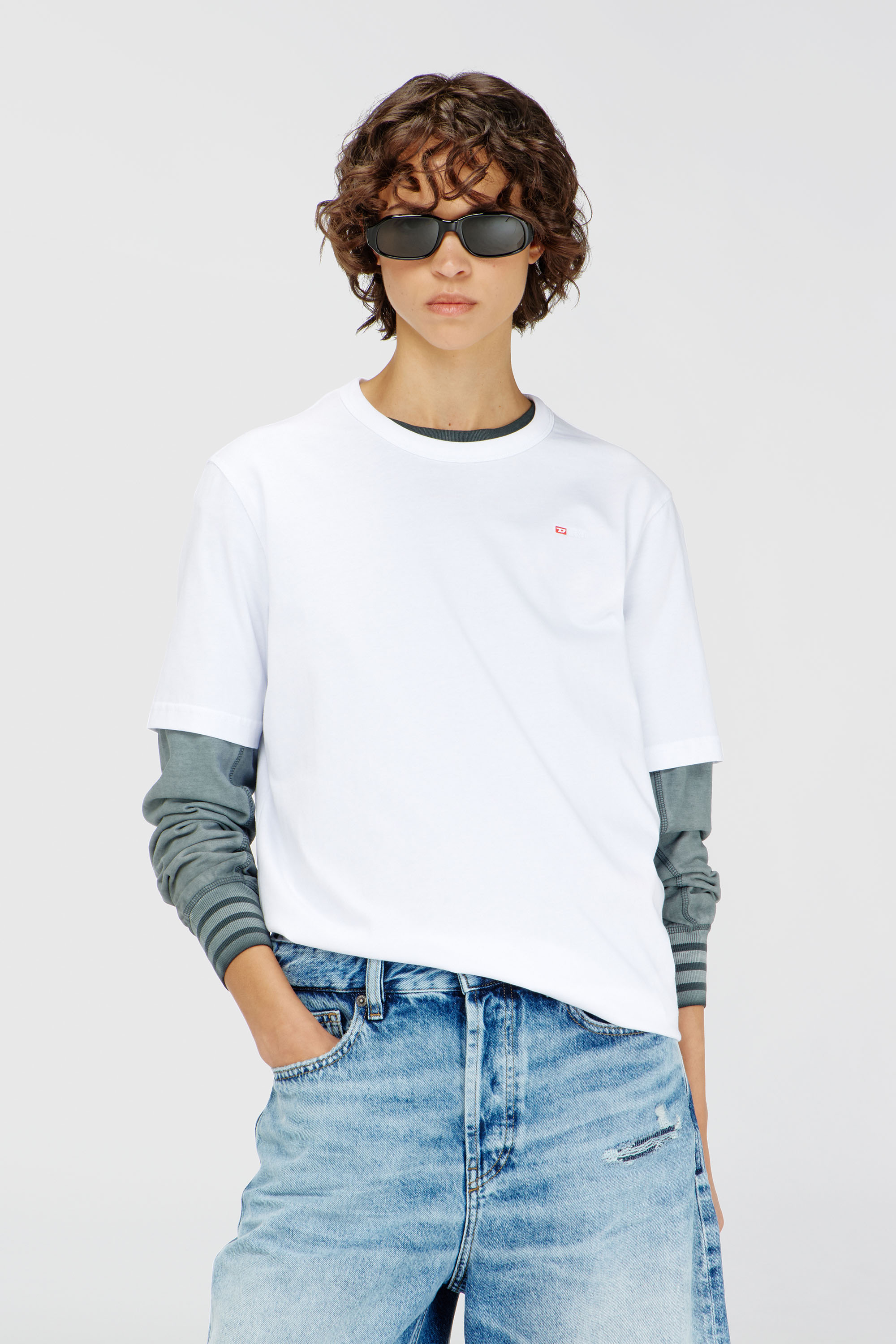 Diesel - T-ADJUST-MICRODIV, Unisex's T-shirt with micro-embroidered logo in White - 5