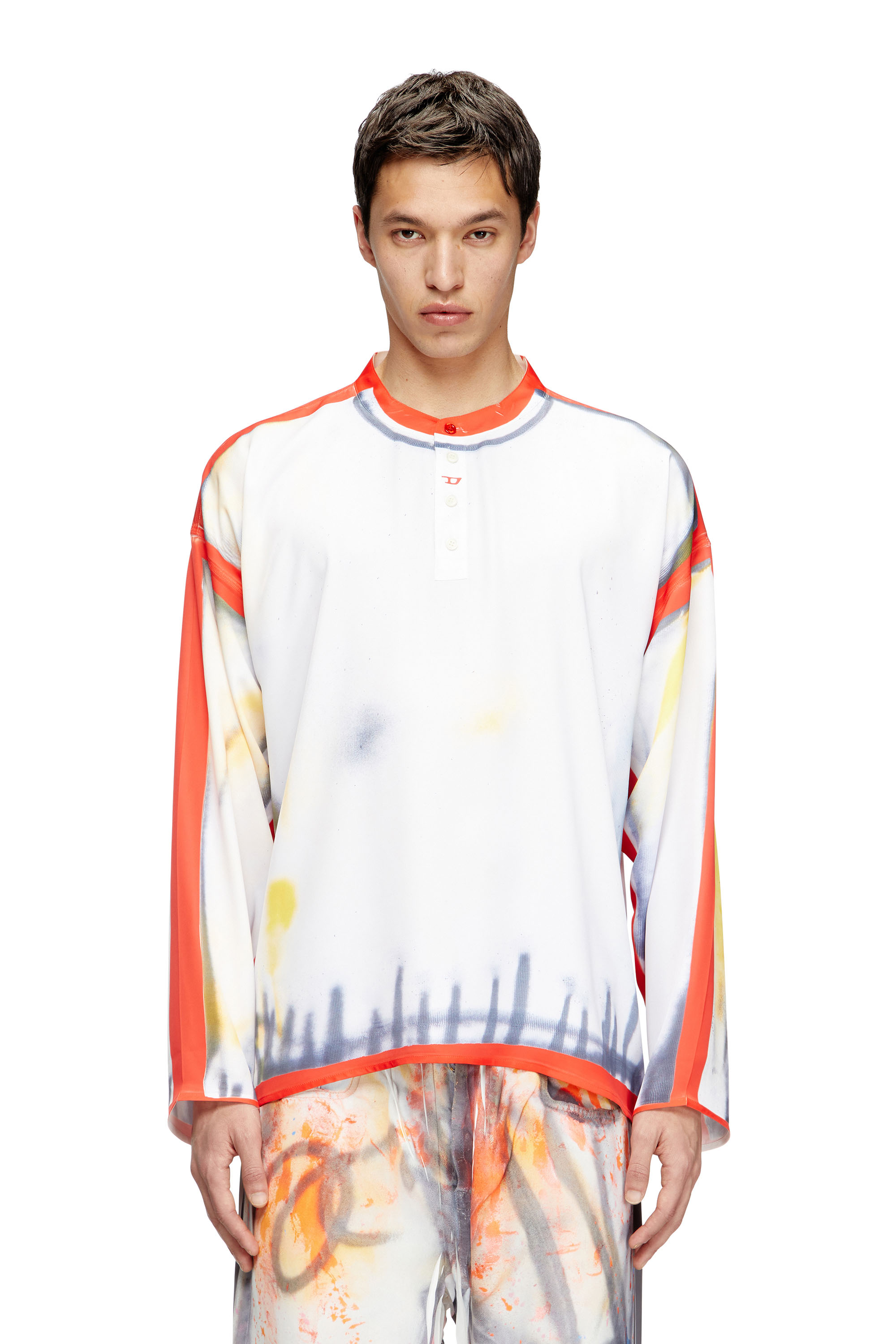 Diesel - T-OLAVI-A-SER-GRAFFITI-USA, Unisex's Henley top with graffiti print in Red/White - 3