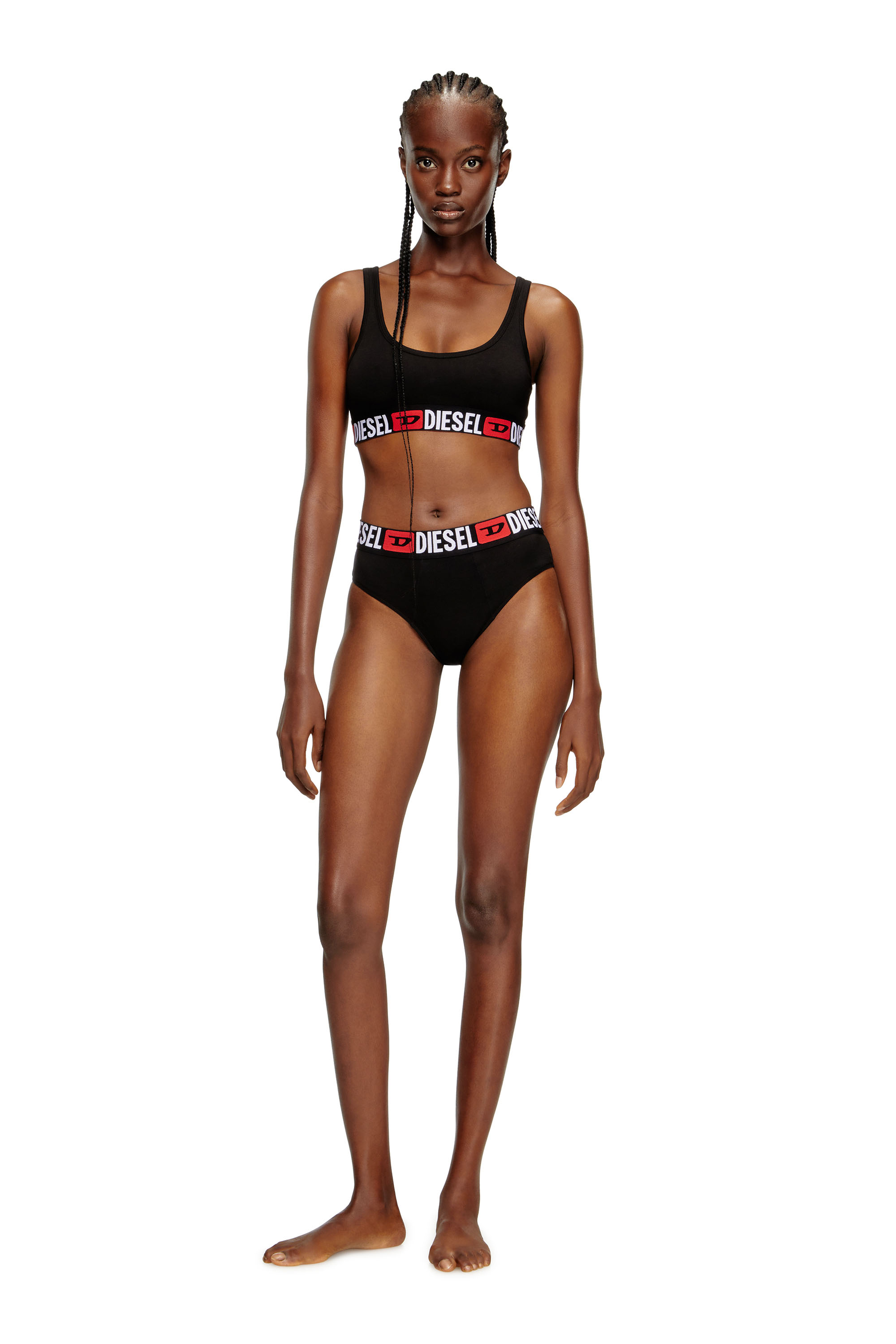Diesel - UFSB-ORIBA, Woman's Bralette with logo band in Black - 2