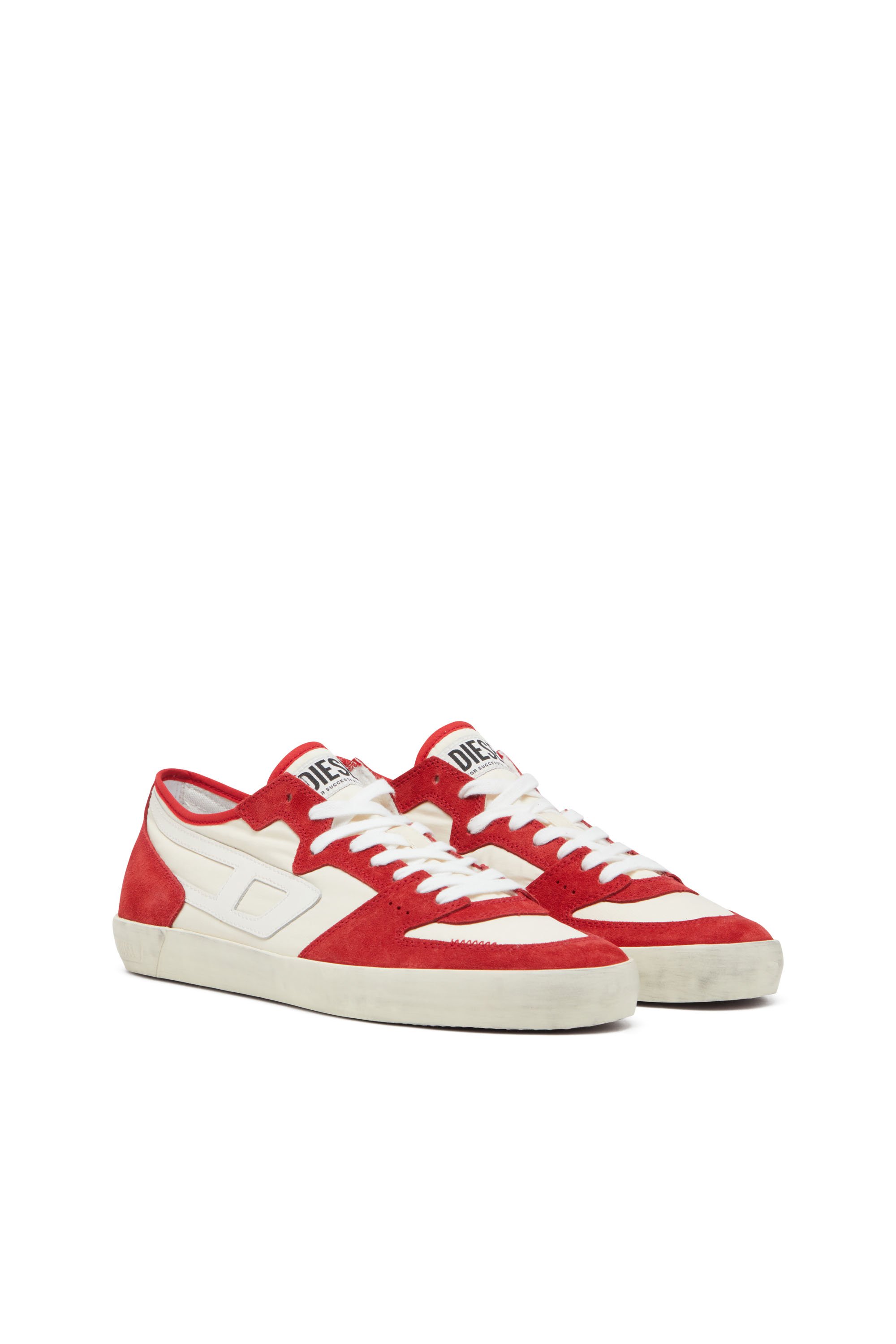 Diesel - S-LEROJI D-1 LOW, Man's Sneakers in padded ripstop and suede in Red/White - 2