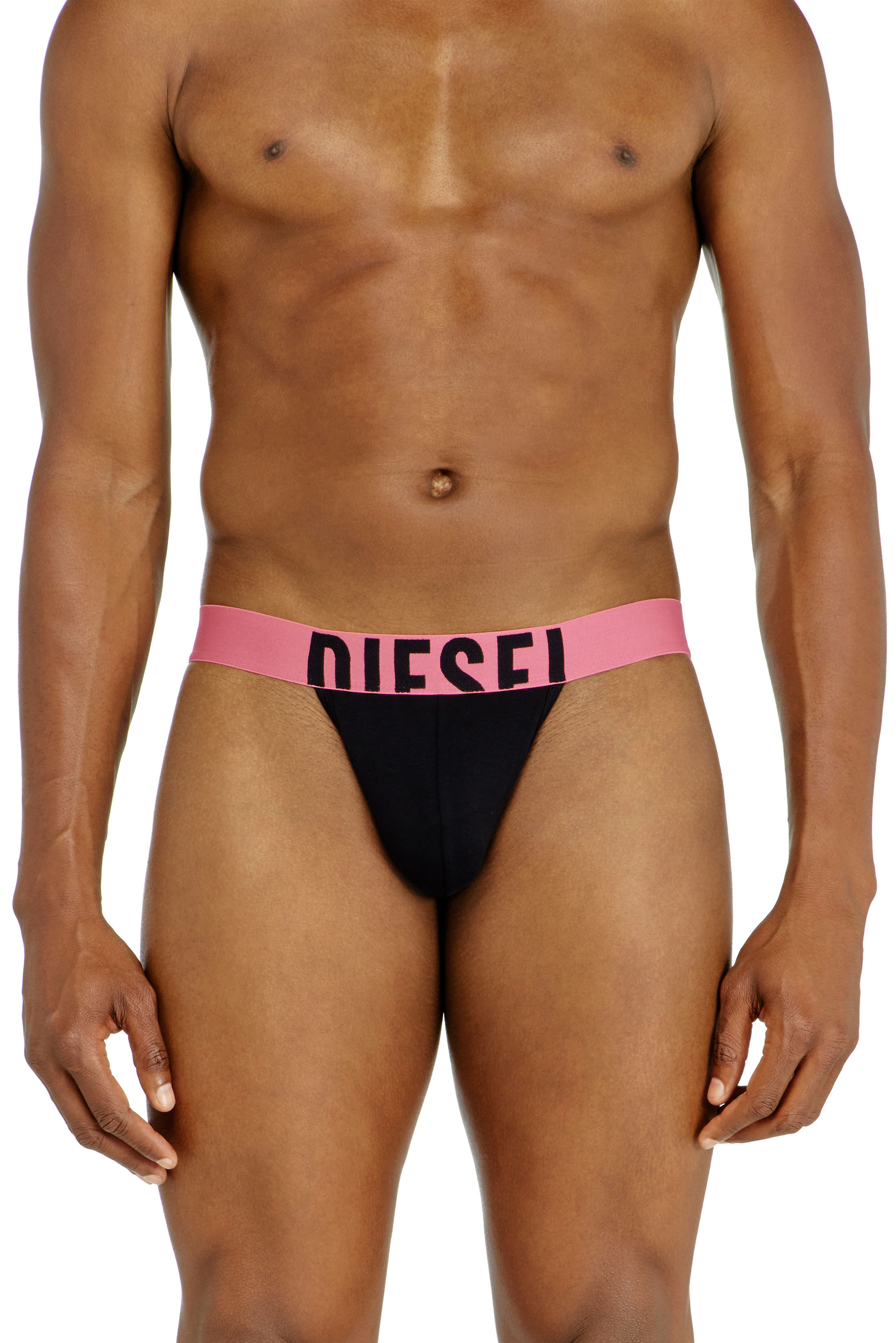 Diesel - FRITZ-D-POP-3PACK, Man's Three-pack thongs with bold logo waistband in Black/Pink - 1