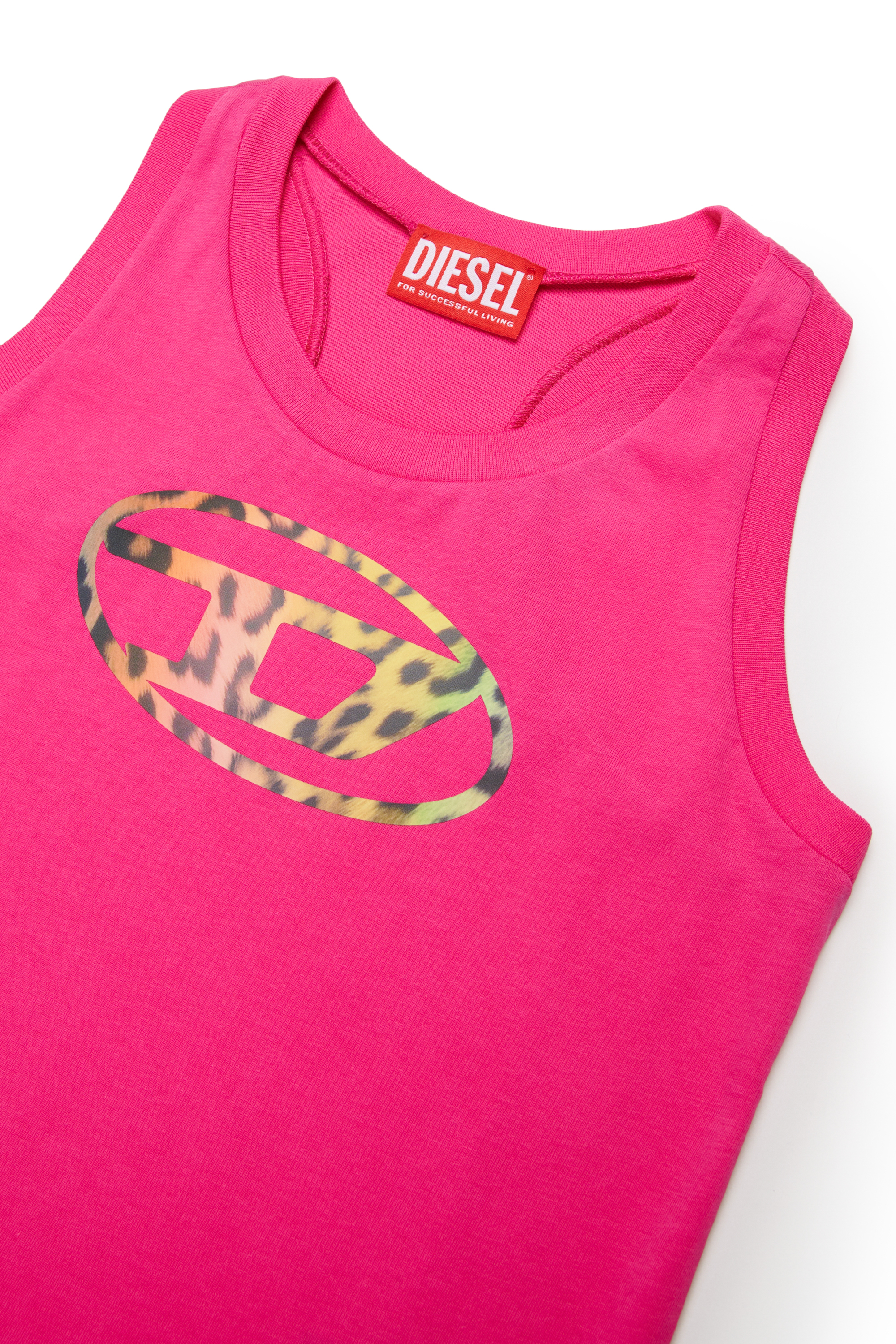 Diesel - MTLEO, Woman's Tank top in cotton with animalier logo in Pink - 3