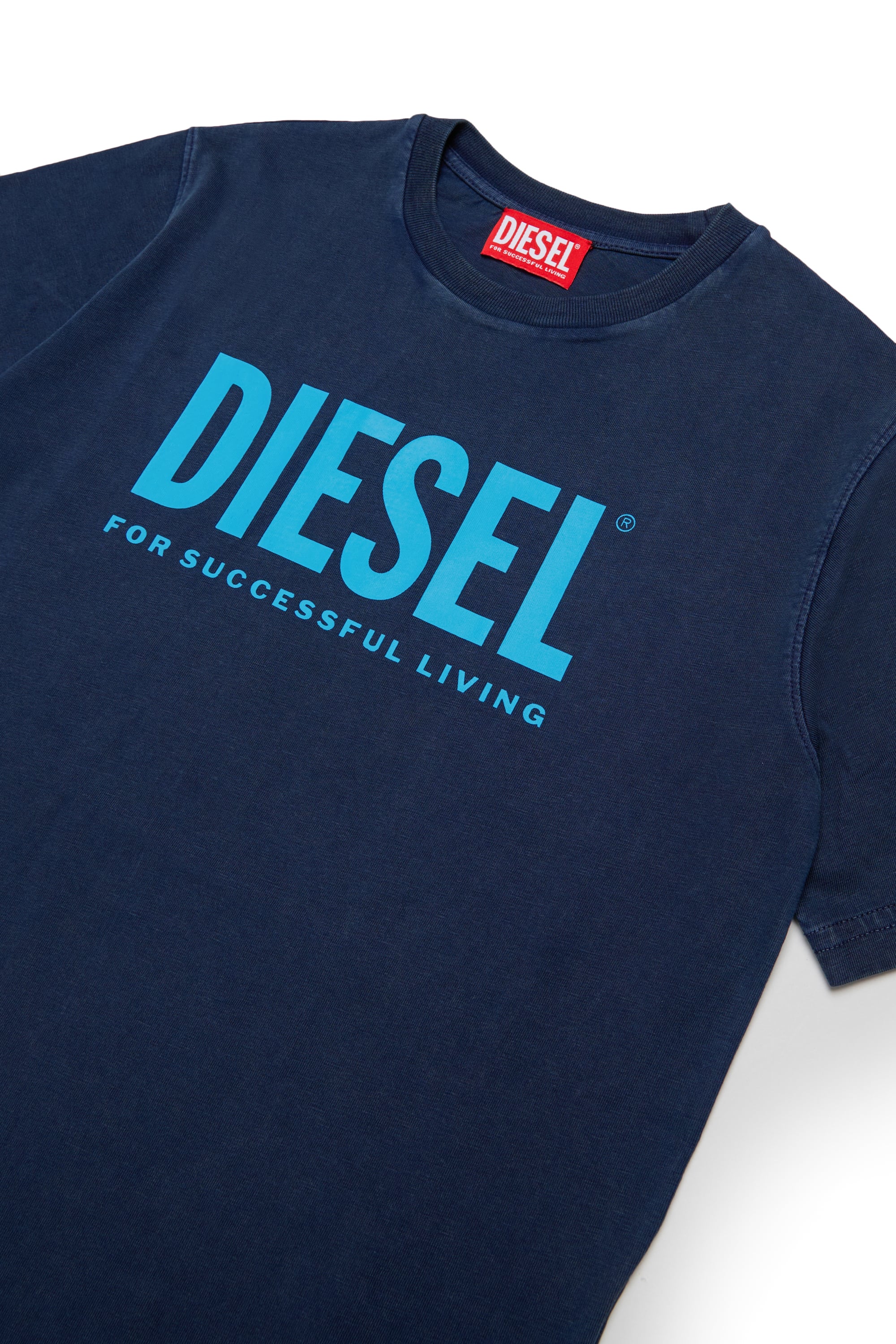 Diesel - TISEL OVER, Man's Cotton T-shirt with maxi logo print in Dark Blue - 3