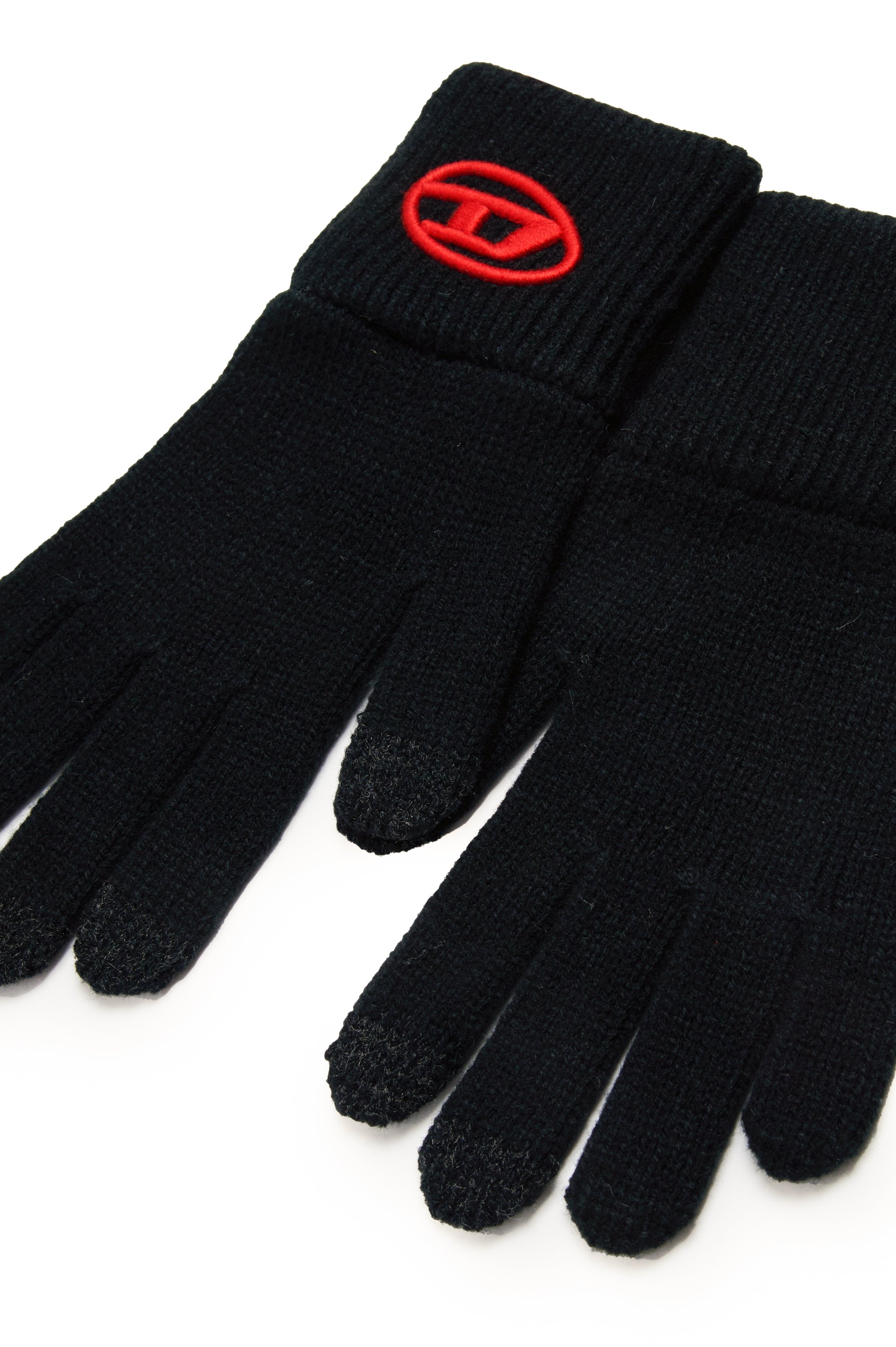 Diesel - NCODERTO, Man's Knitted touchscreen gloves in Black - 2