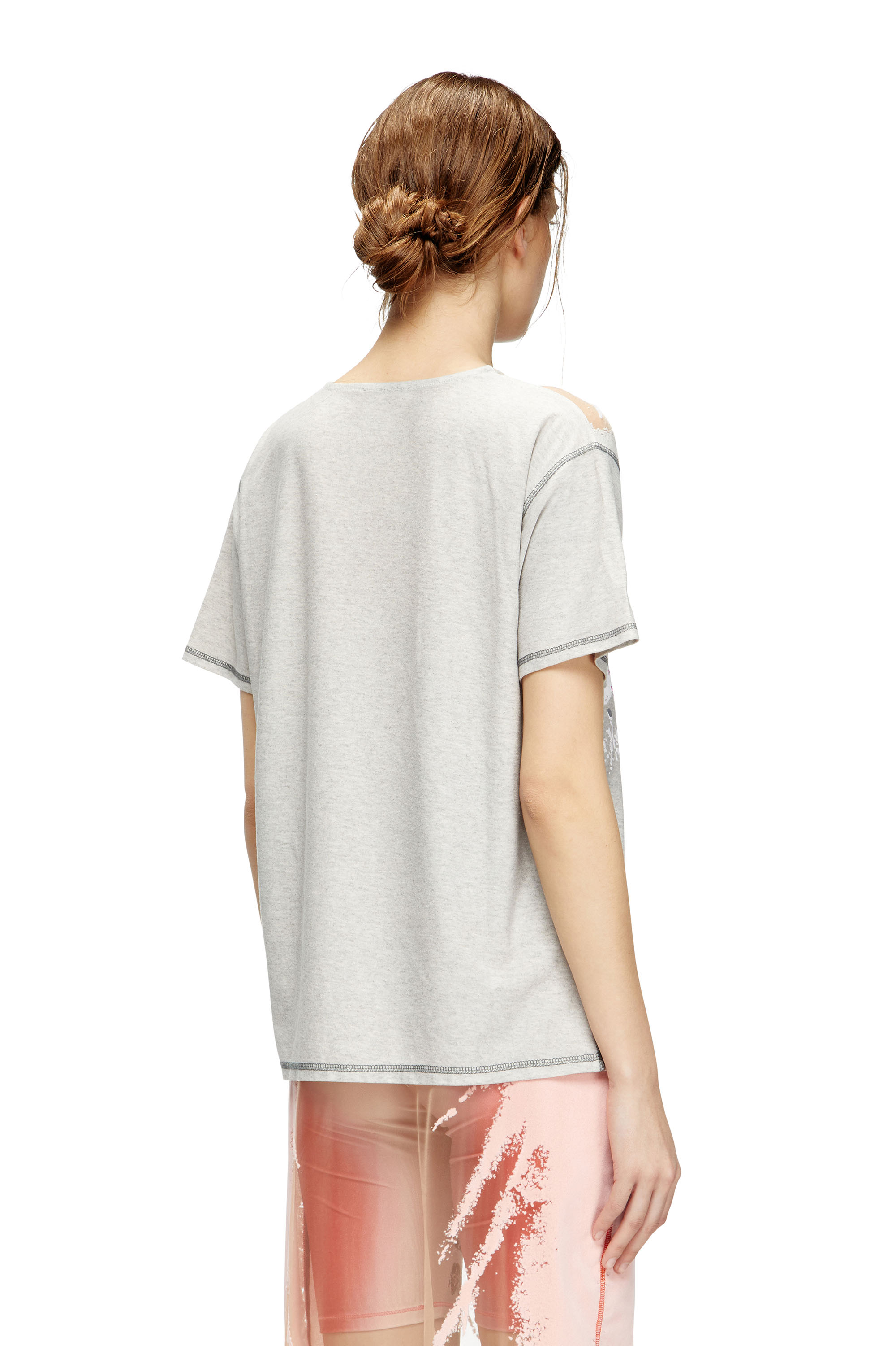 Diesel - T-NORMAC, Woman's Crew neck T-shirt with lyrics print in Grey - 4