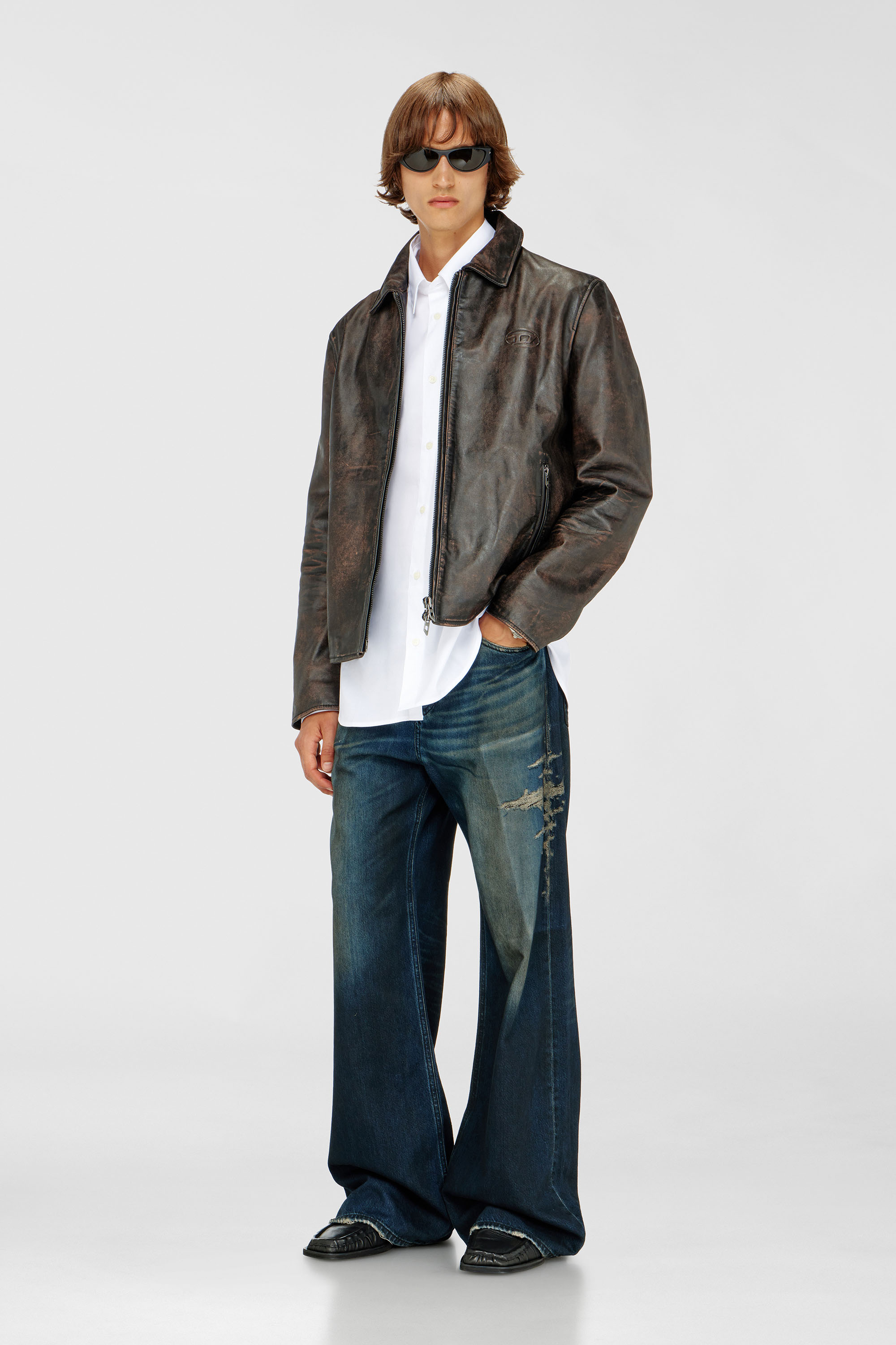 Diesel - S-SIMPLY-GSBH, Man's Stretch poplin shirt with embroidery in White - 1