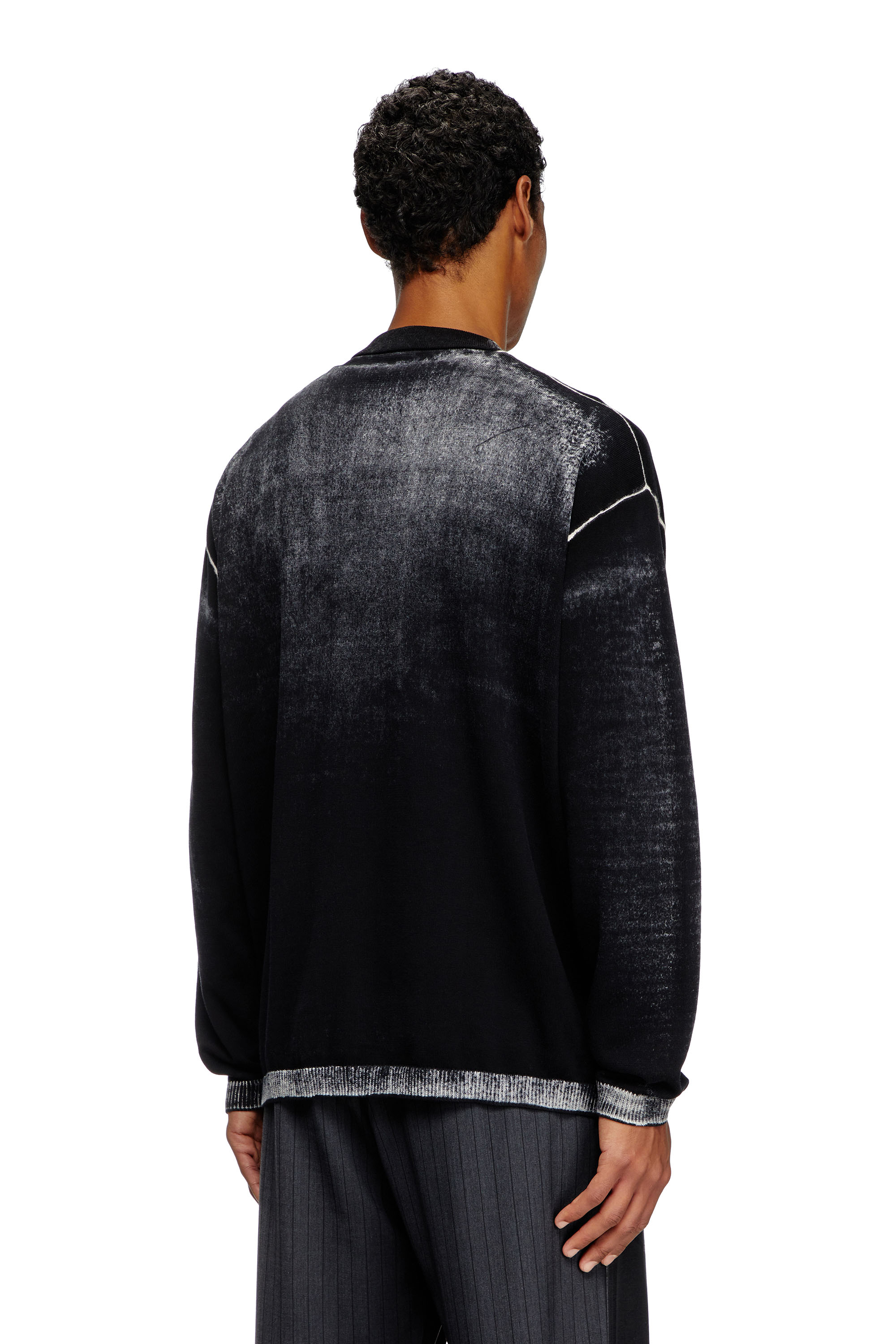 Diesel - K-LARENCE-CARDIGAN-B, Man's Reverse-print cotton cardigan in Black - 3