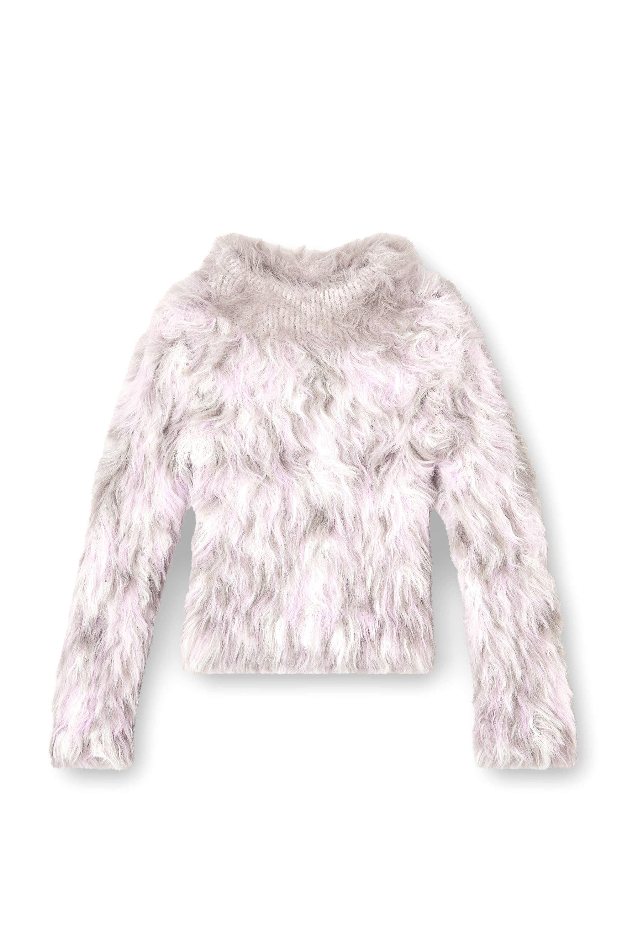 Diesel - M-ANNIKA, Woman's Fluffy jacquard-knit jumper in Violet/Grey - 3