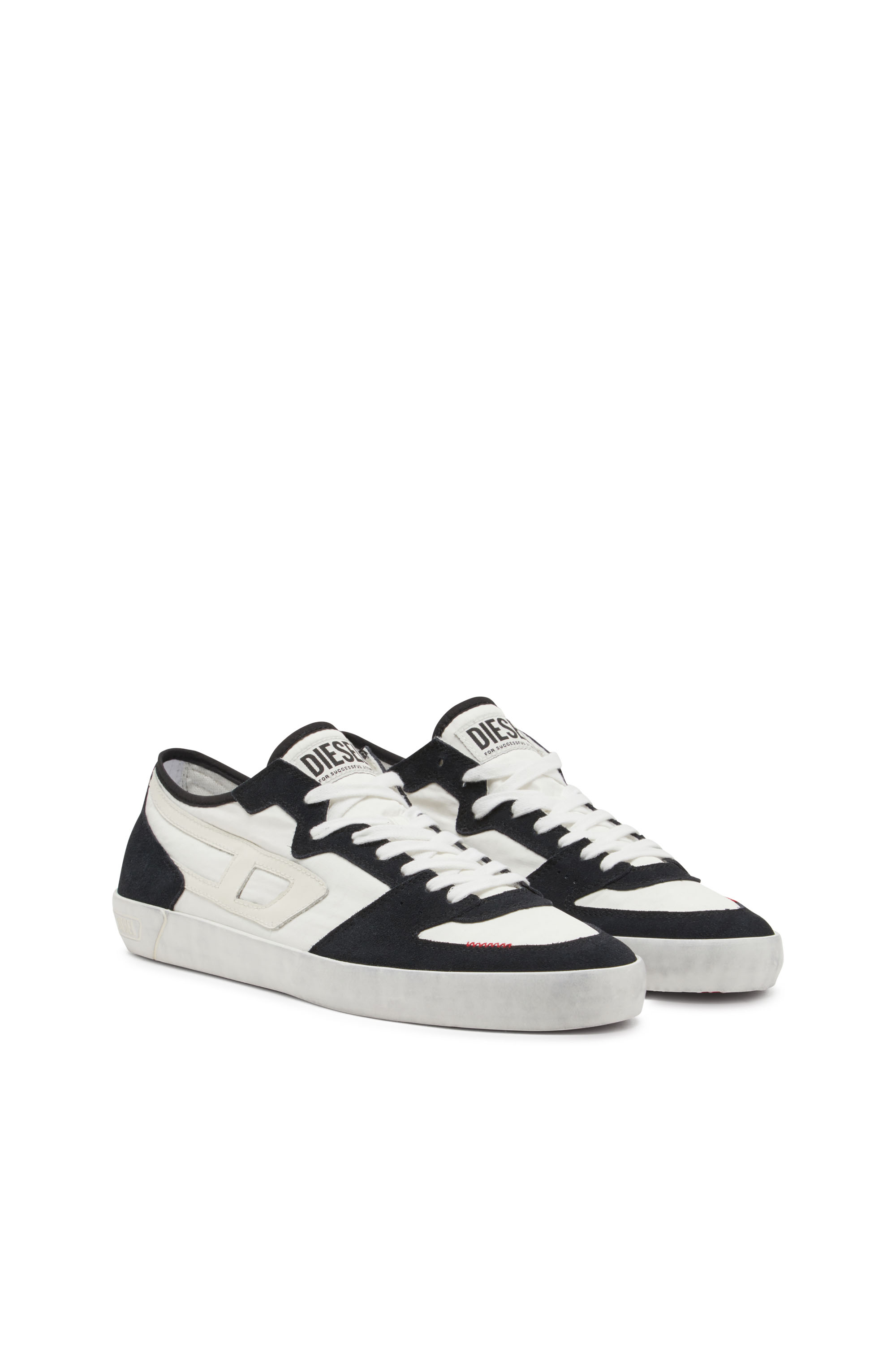 Diesel - S-LEROJI D-1 LOW, Man's S-Leroji D-Sneakers in padded ripstop and suede in Black/White - 2