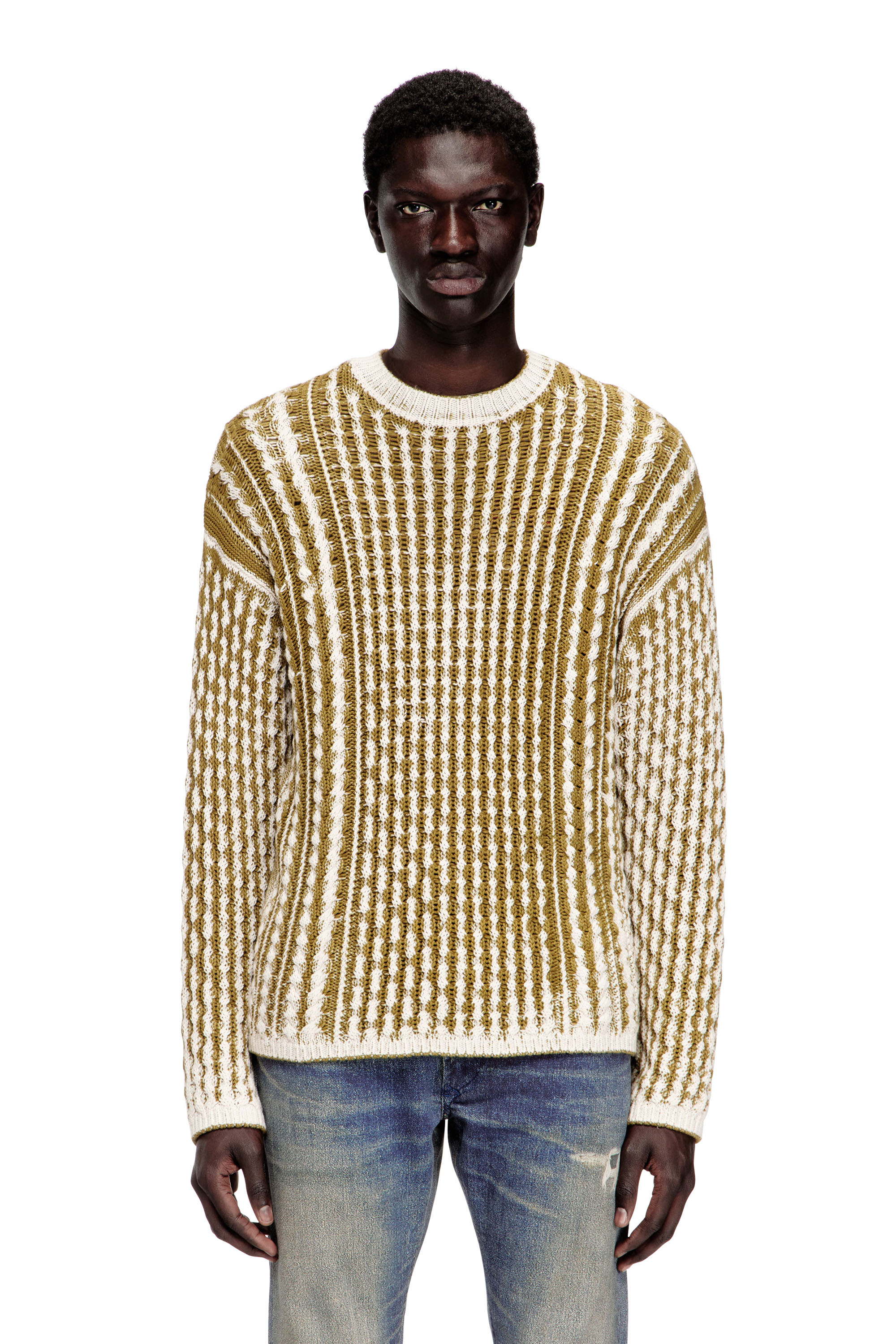 Diesel - K-MOISE, Man's Reverse-print cable-knit jumper in null - 3