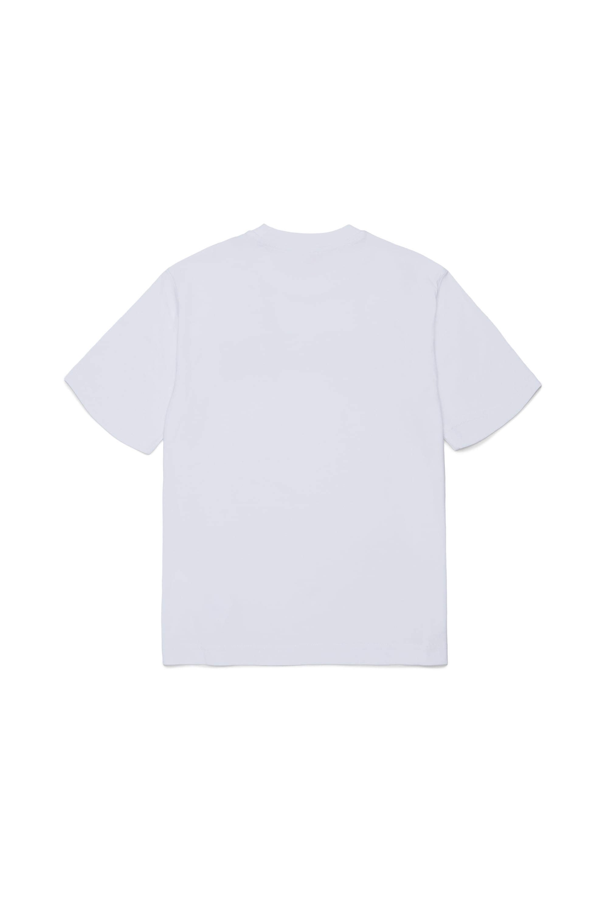 Diesel - TJEANS OVER, Man's Cotton T-shirt with frayed-effect logo in White - 2