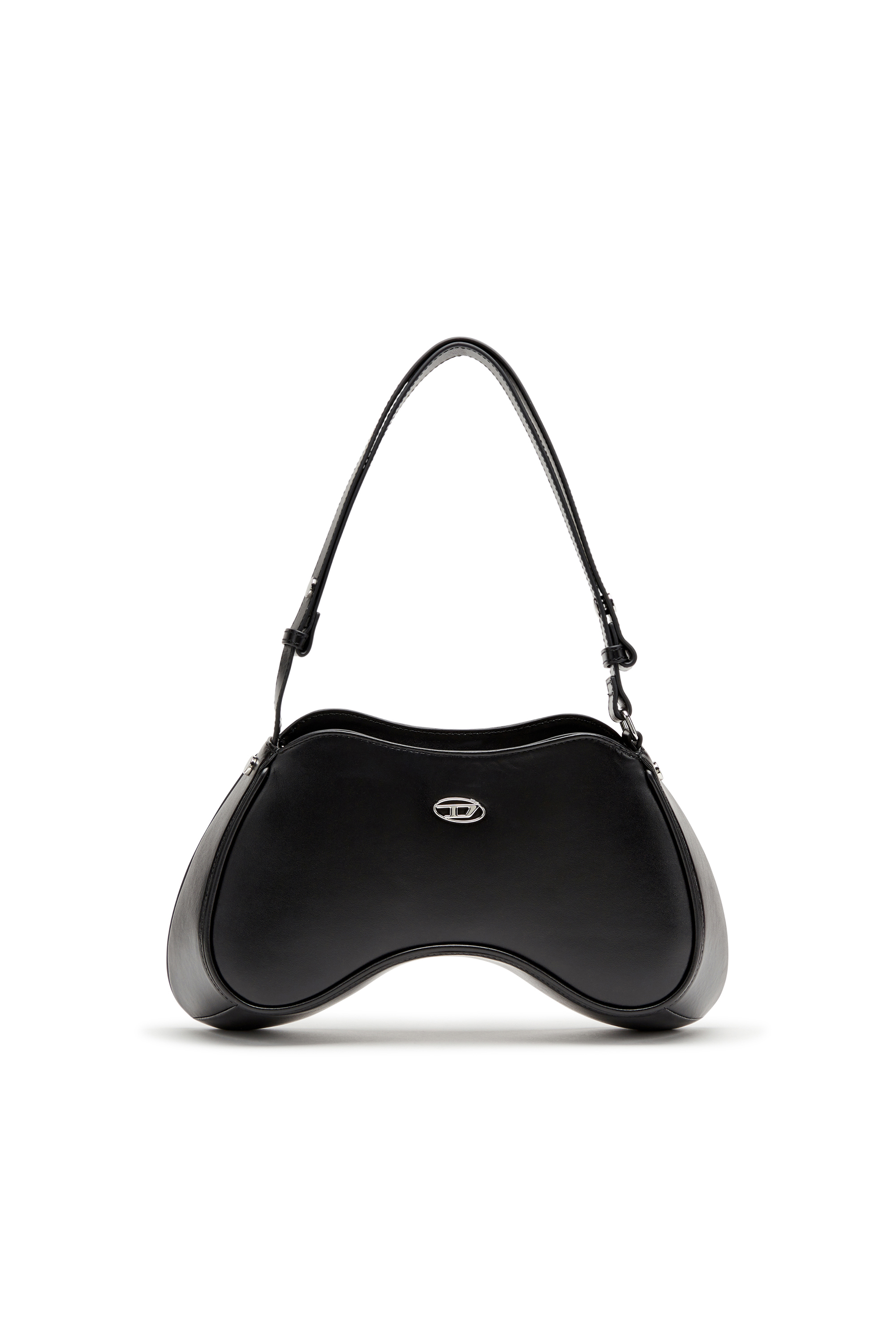 Diesel - PLAY SHOULDER, Woman's Semi gloss leather shoulder bag in Black - 1