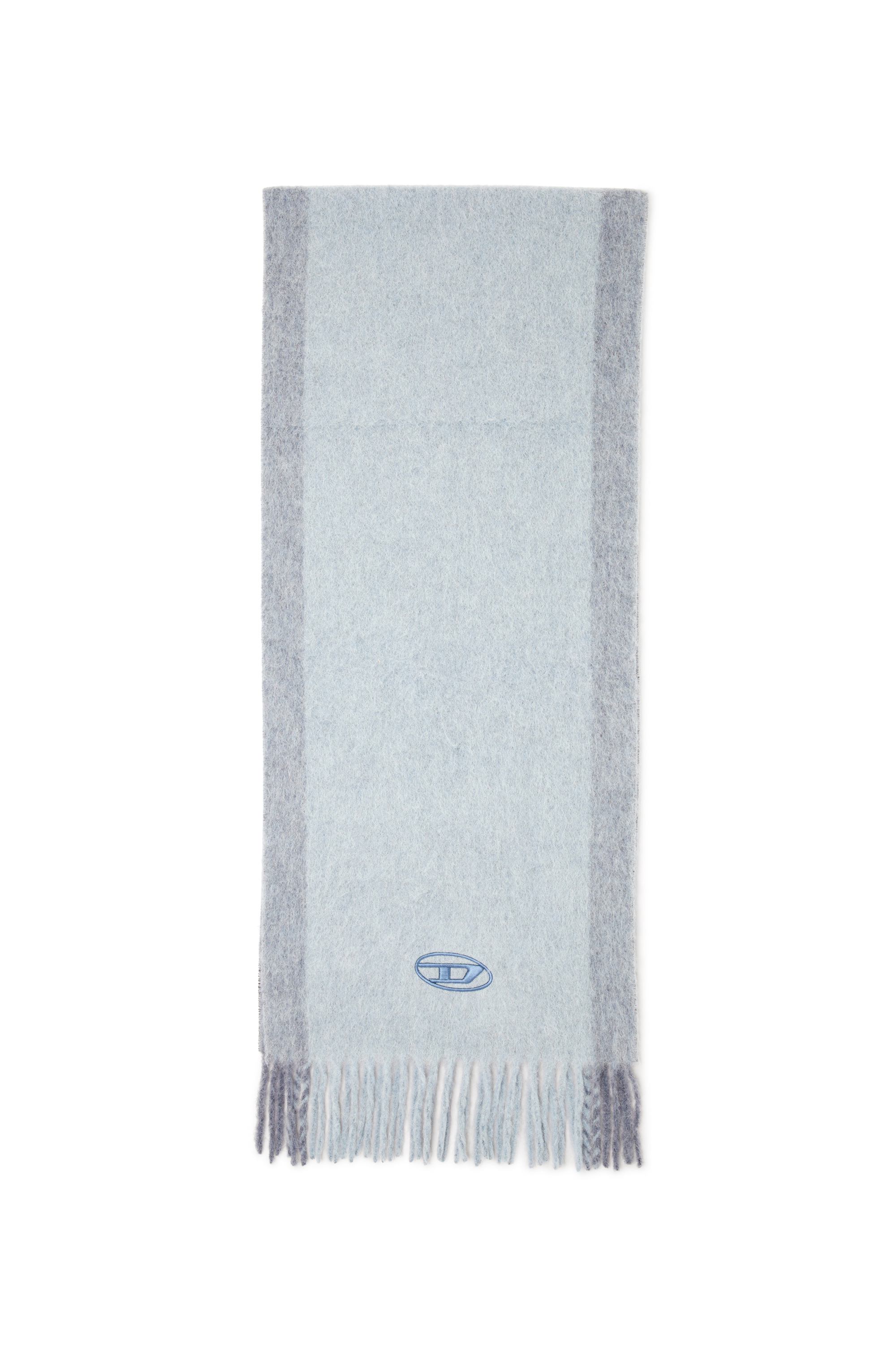 Diesel - S-OLID, Man's Wool-blend scarf with contrast stripes in Light Blue - 1