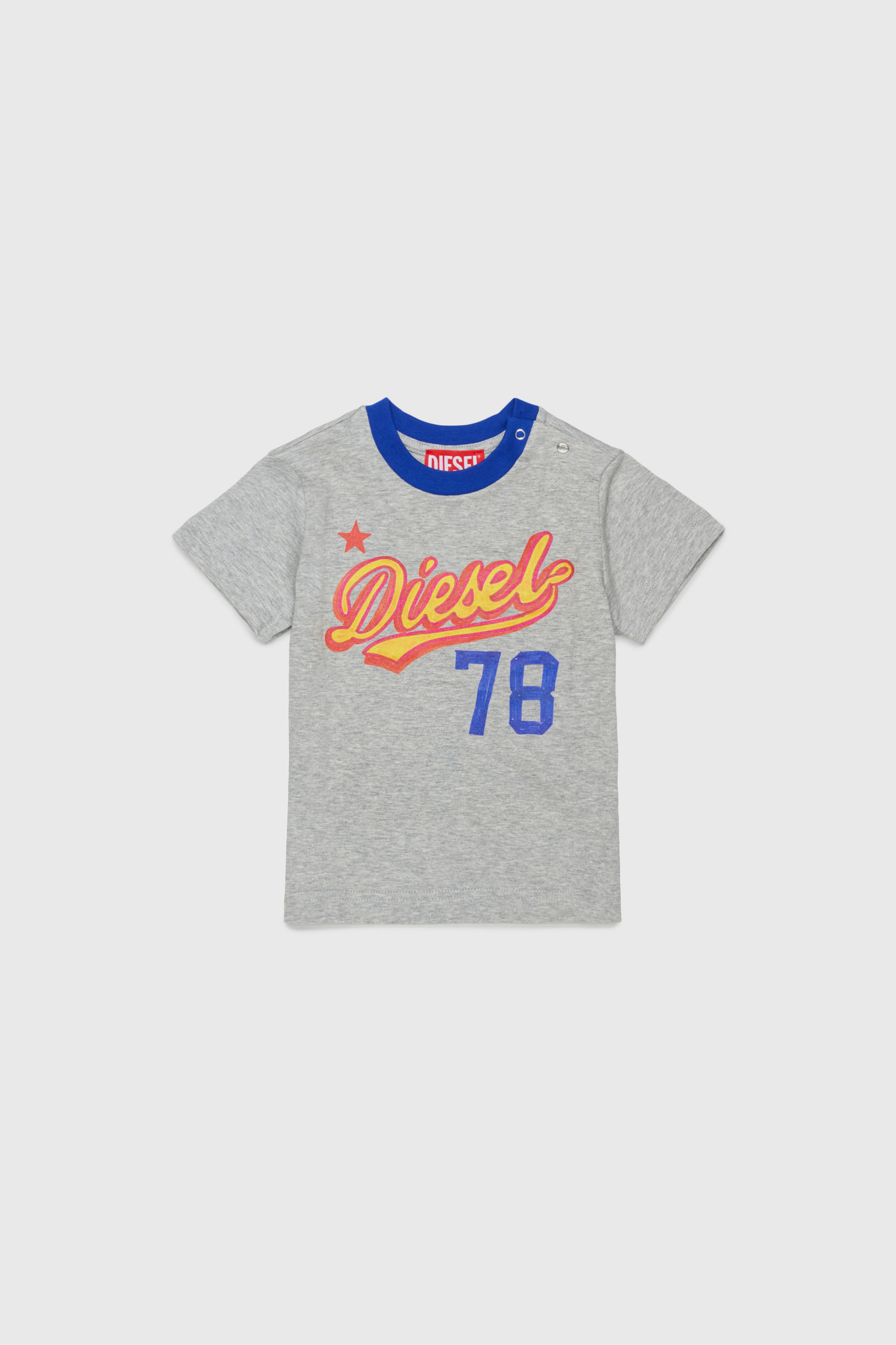 Diesel - TURSIB, Man's Cotton T-shirt with retro logo print in Grey - 1