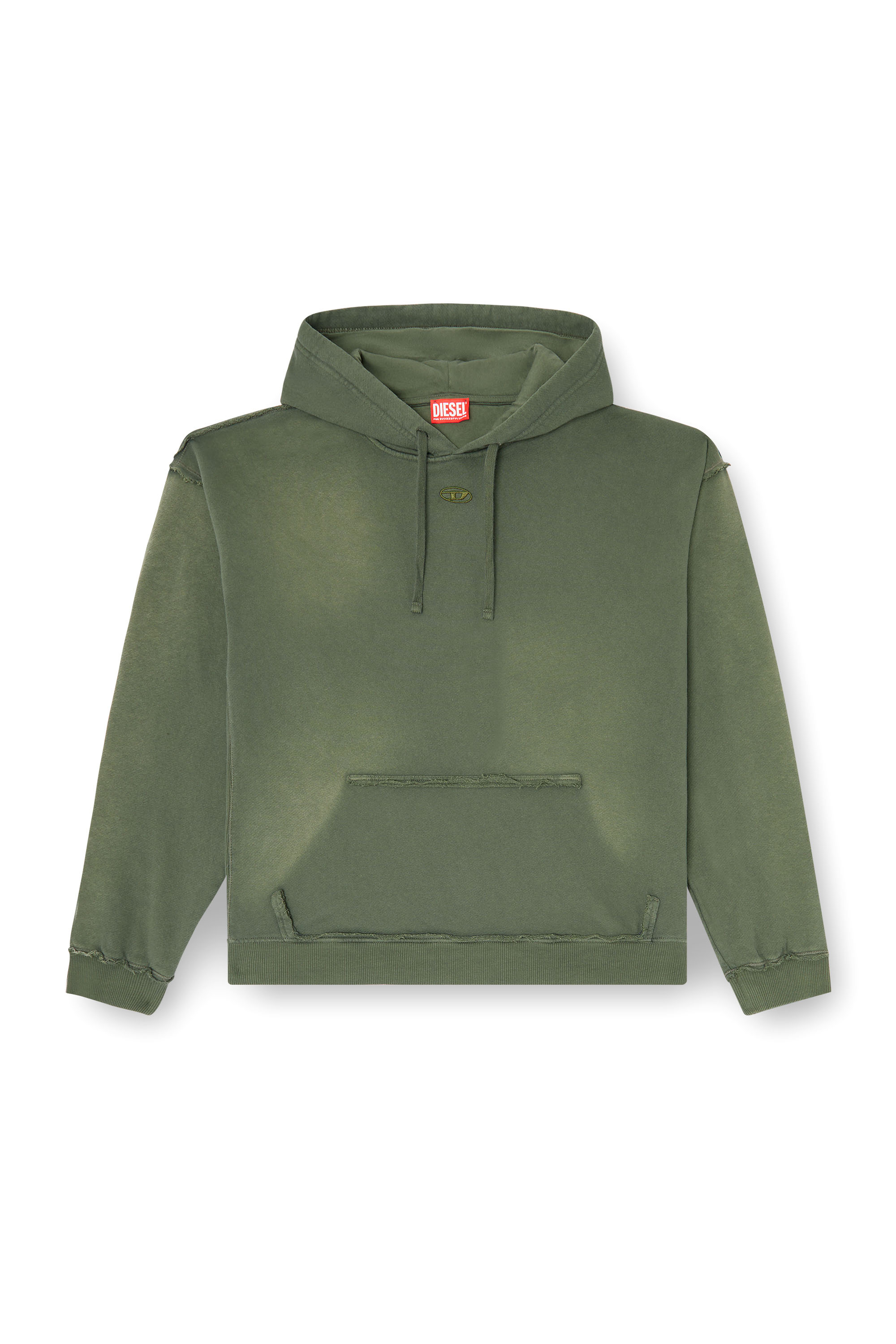 Diesel - S-POCK-HOOD, Man's Faded cotton hoodie with frayed details in null - 3