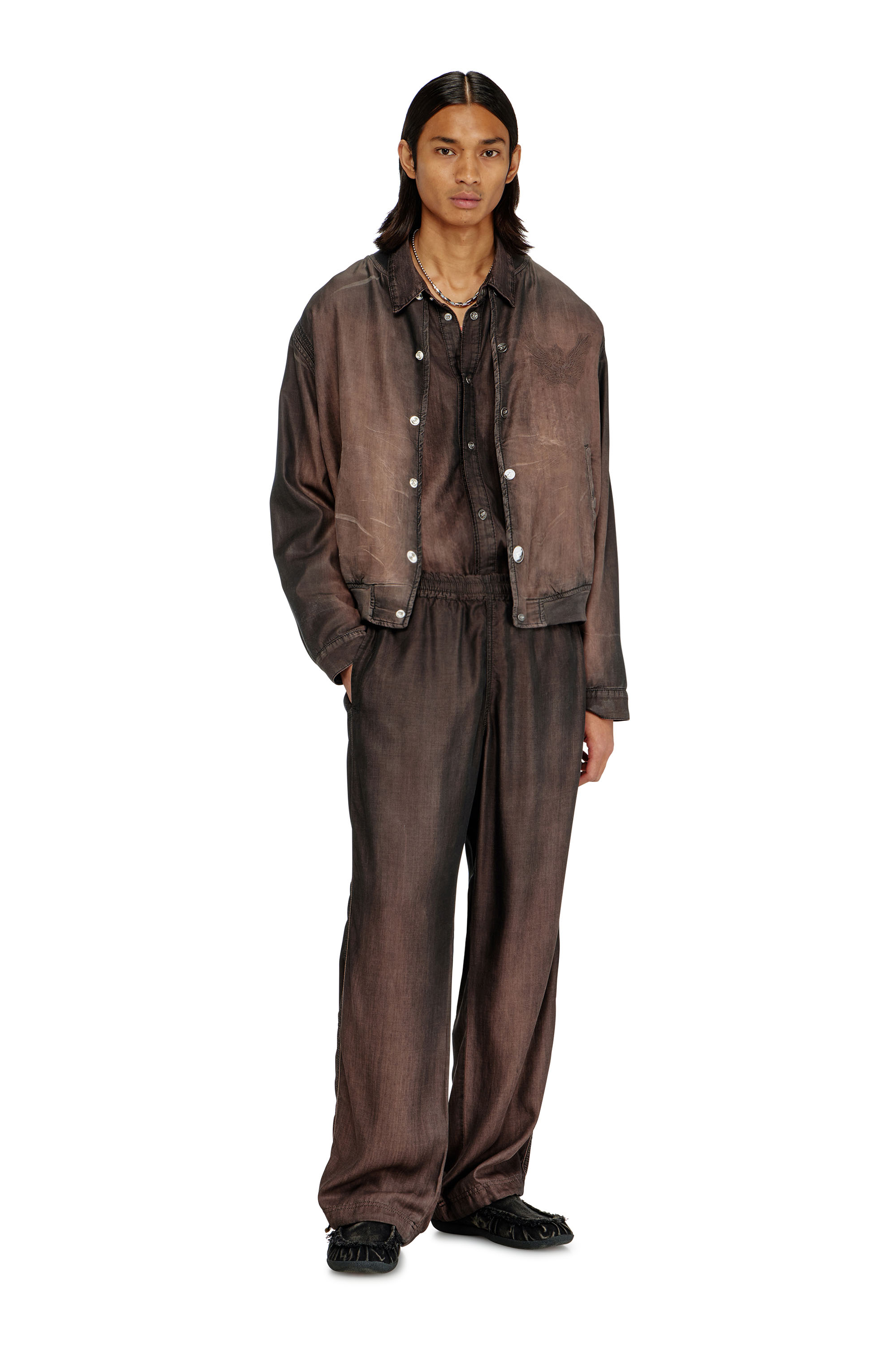 Diesel - D-BELMOR-S, Man's Bomber jacket in fluid coated denim in null - 1