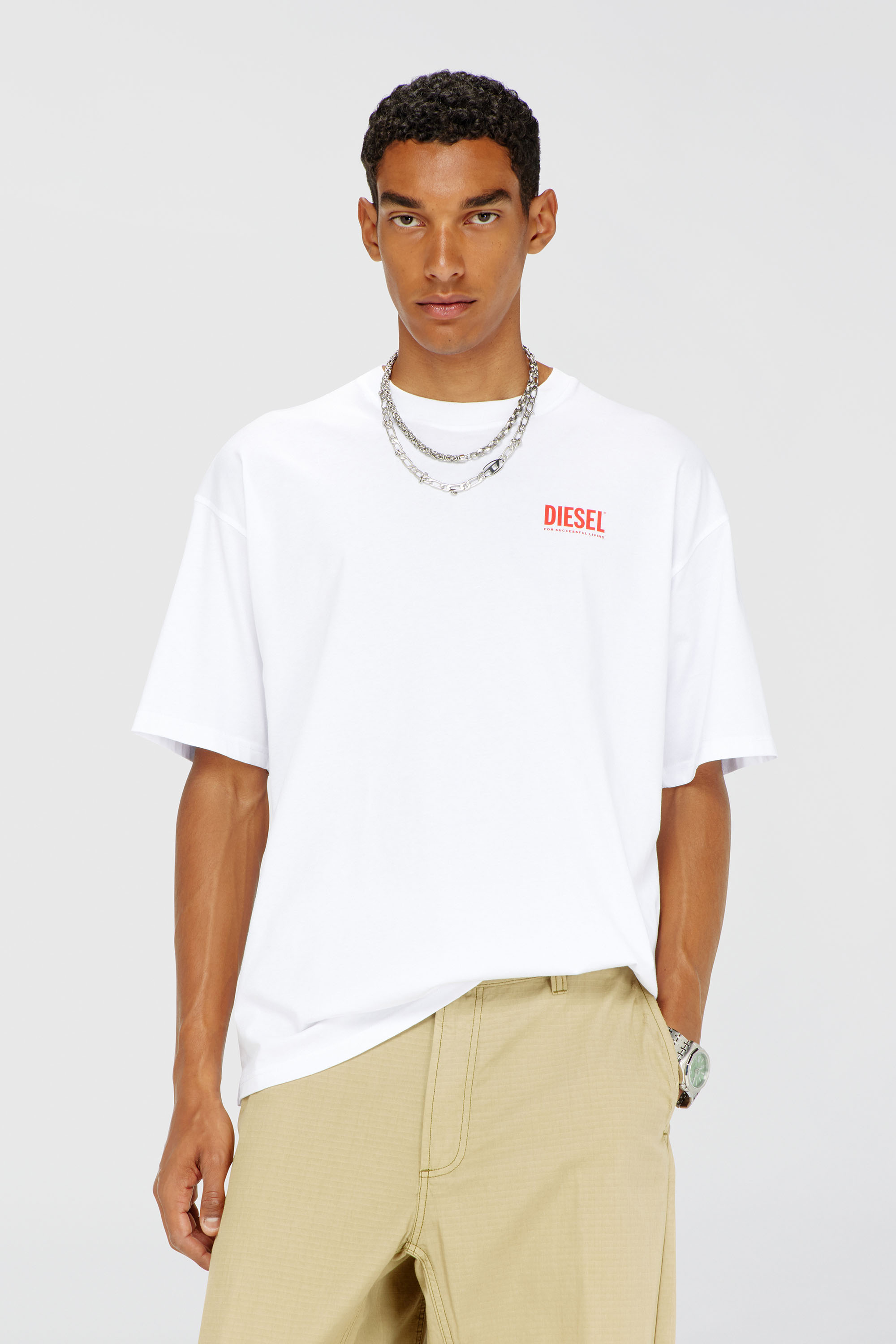 Diesel - T-BOXT-BISK, Man's Cotton T-shirt with Diesel Biscotto print in White - 1
