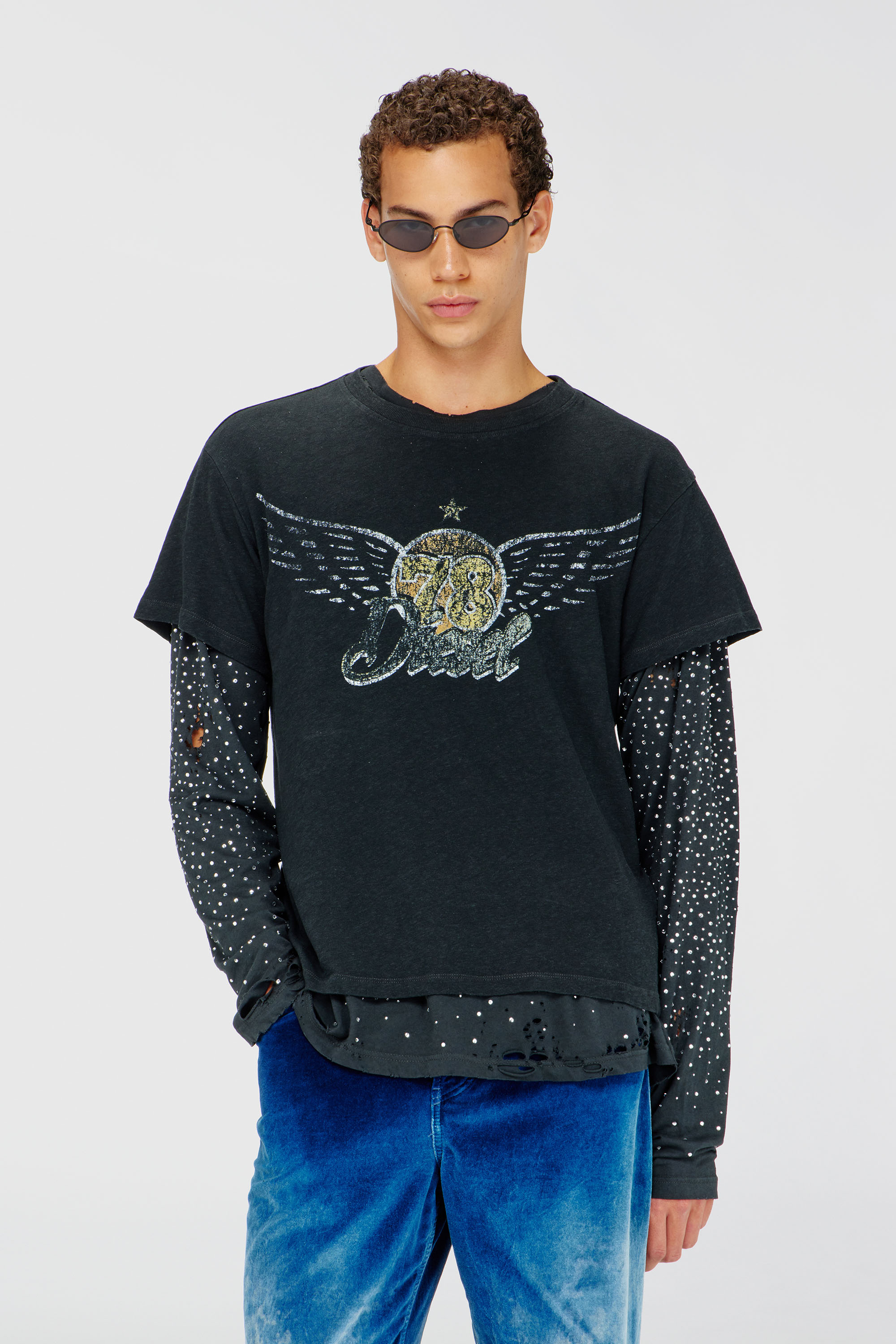 Diesel - T-GERIO-A, Man's Cotton-hemp T-shirt with concert graphics in Black - 2