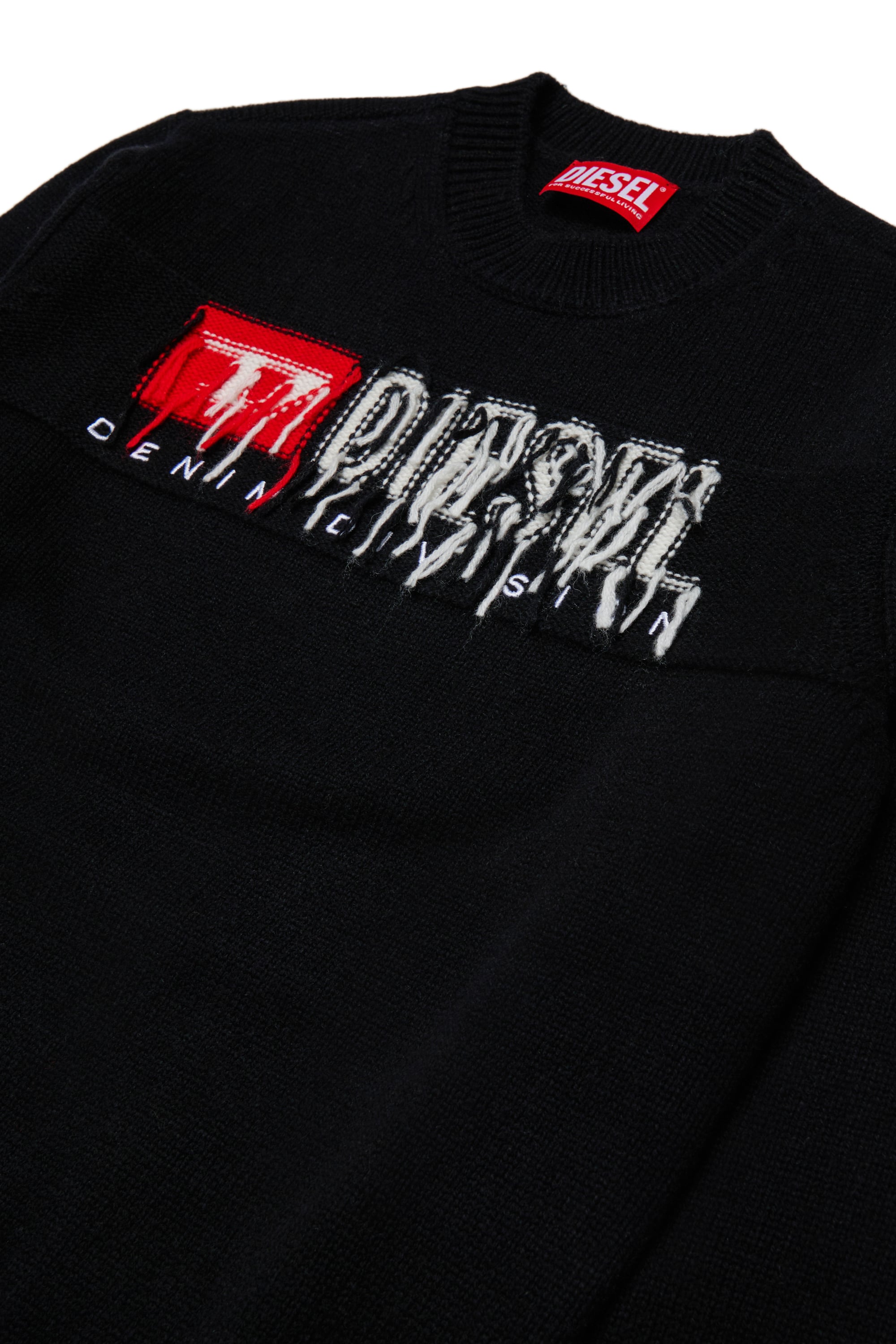 Diesel - KONZI OVER, Man's Cashmere-enriched jumper with destroyed logo in Black - 3