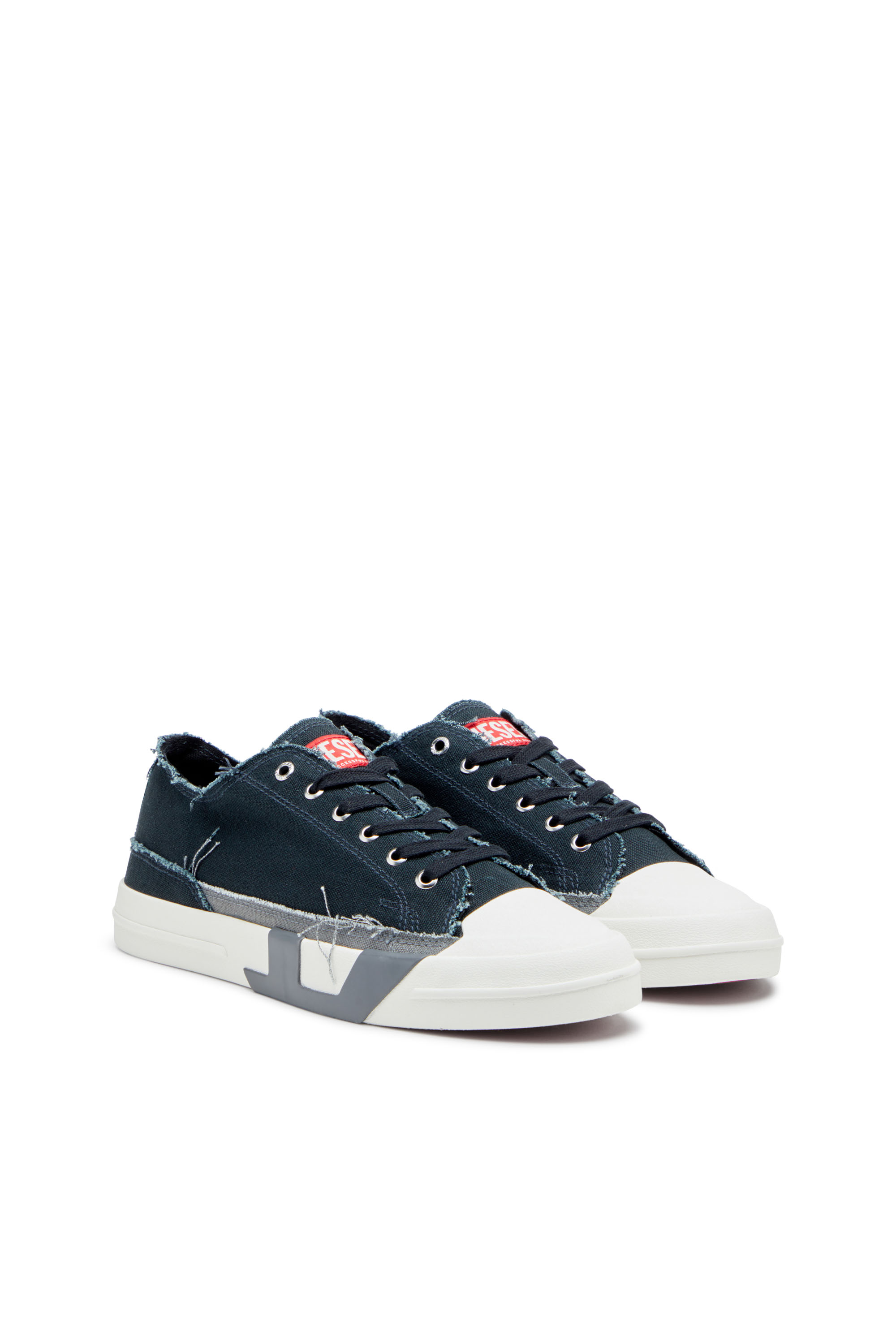S-D-VERSE LOW, Blue/Grey Diesel - S-D-VERSE LOW, Man's S-D-Verse-Sneakers in frayed canvas in Blue/Grey - 2