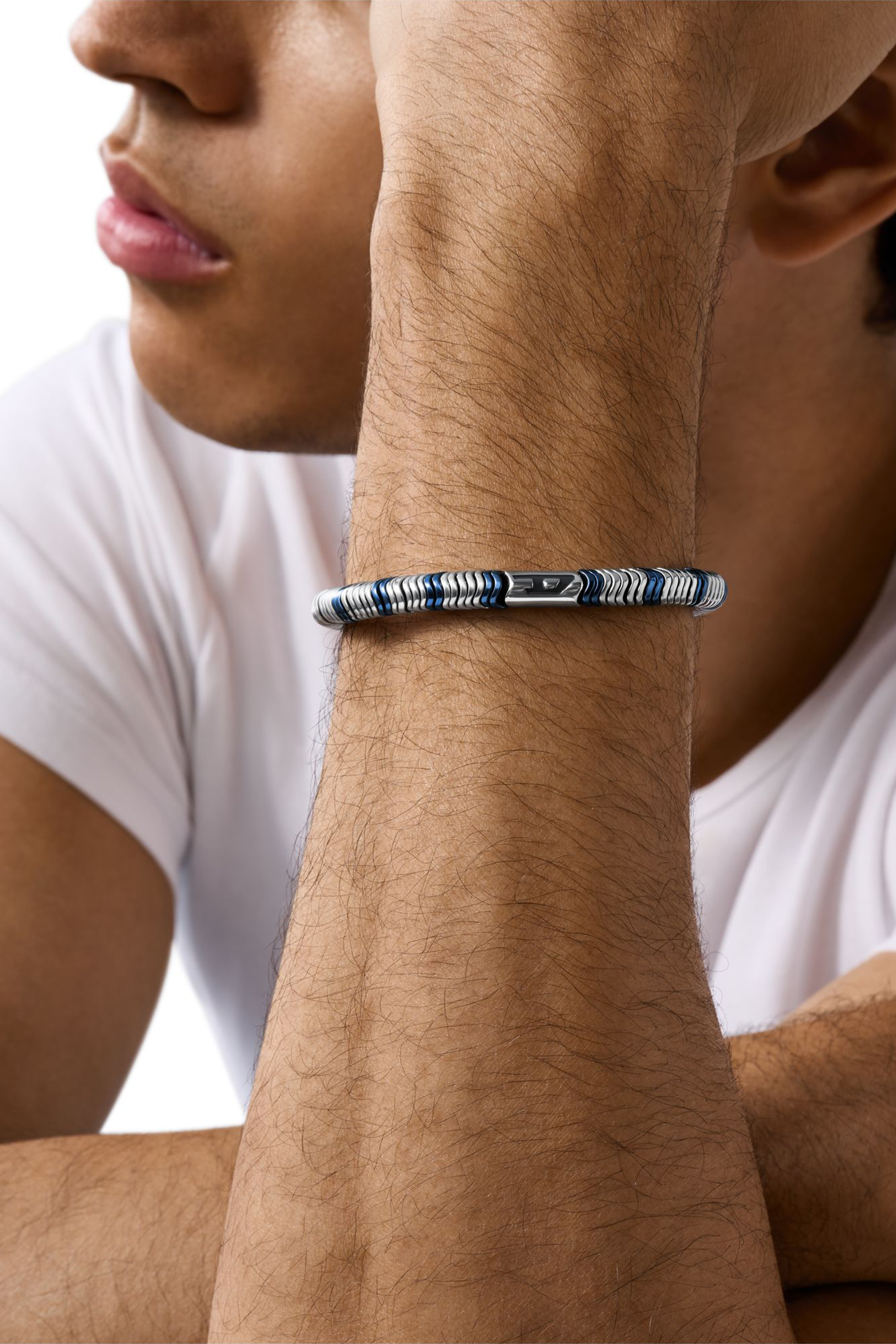 Diesel - DX1572931 JEWEL, Unisex's Hematite Beaded Bracelet in Silver/Blue - 3